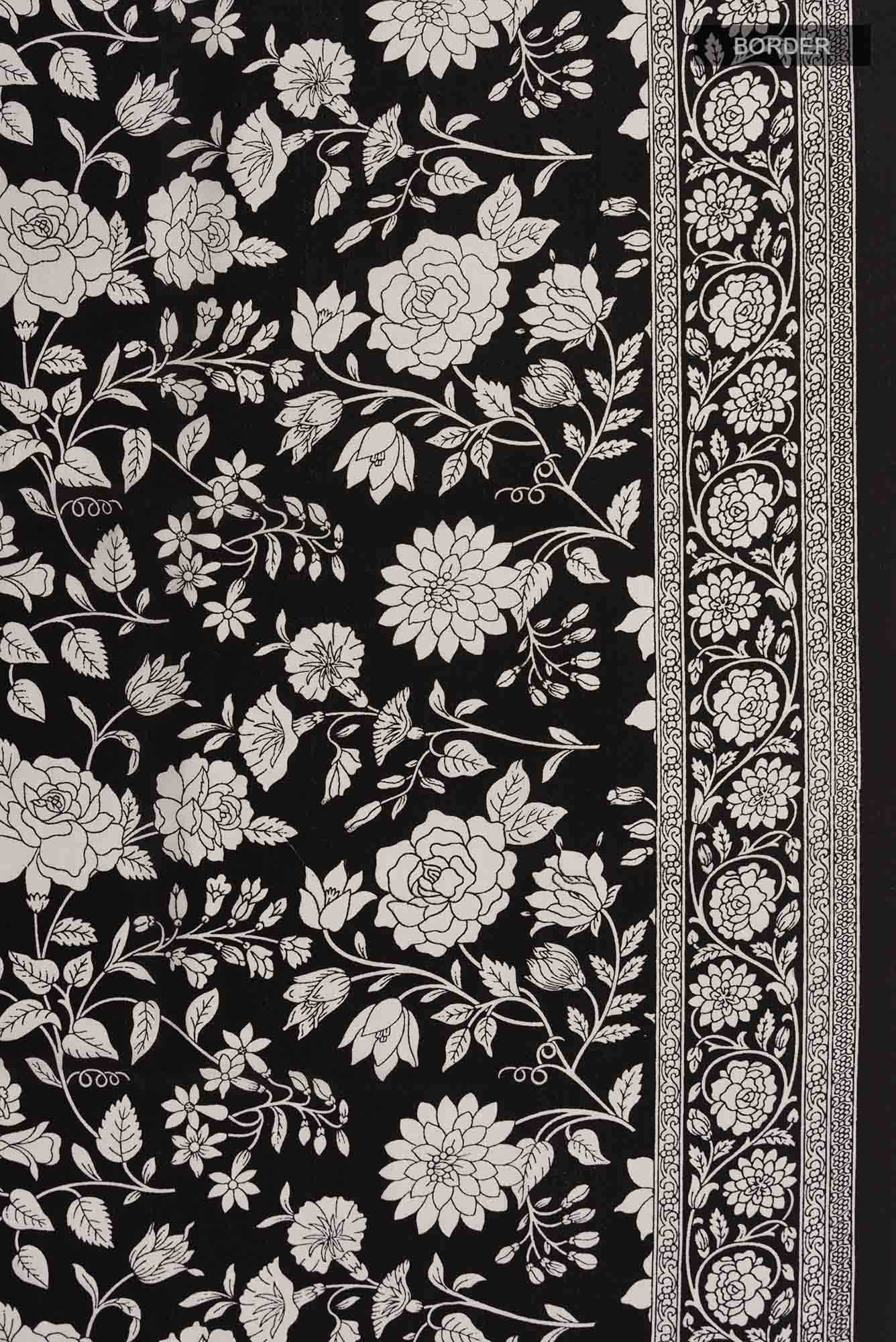 Black Mysore Crepe Saree