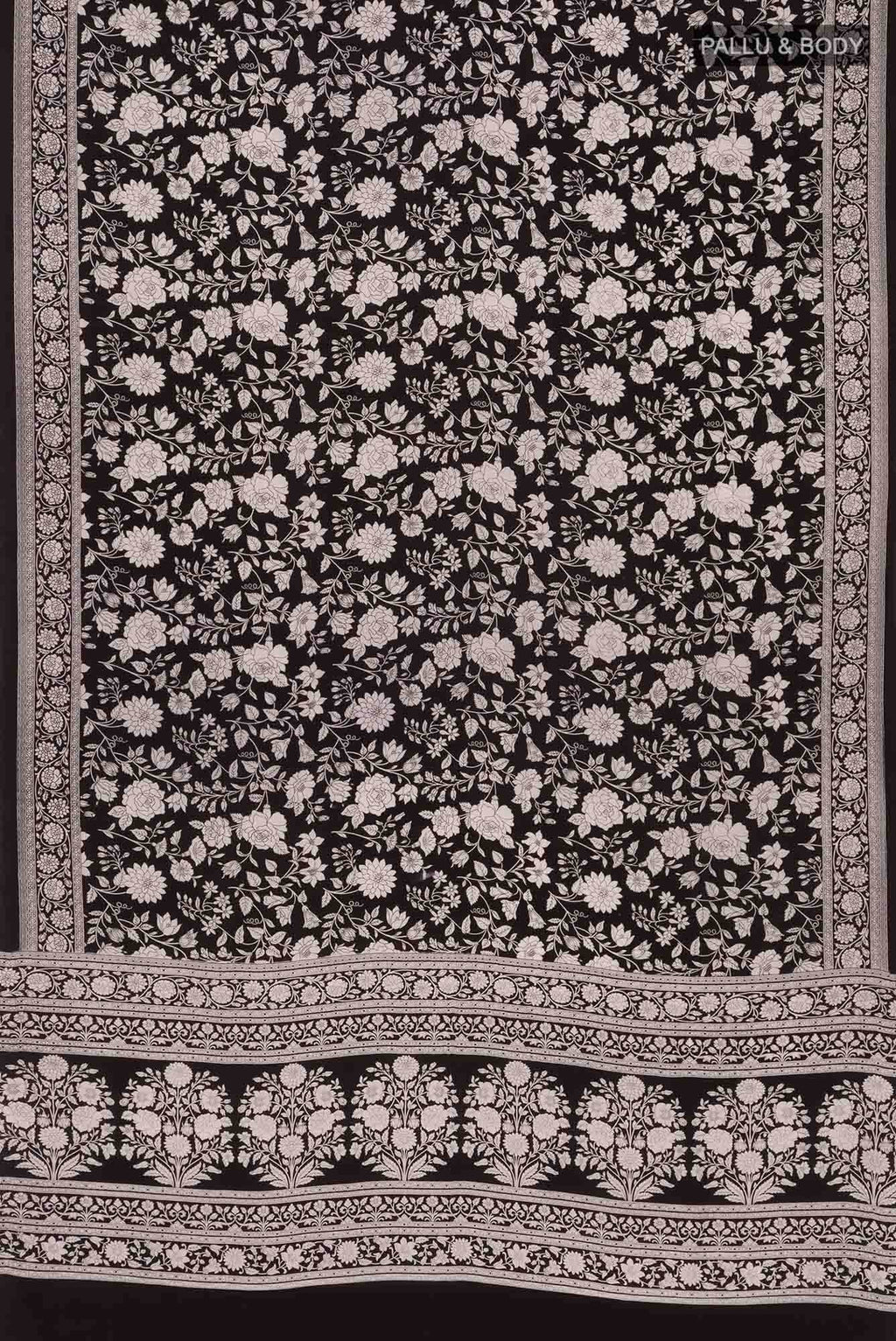 Black Mysore Crepe Saree