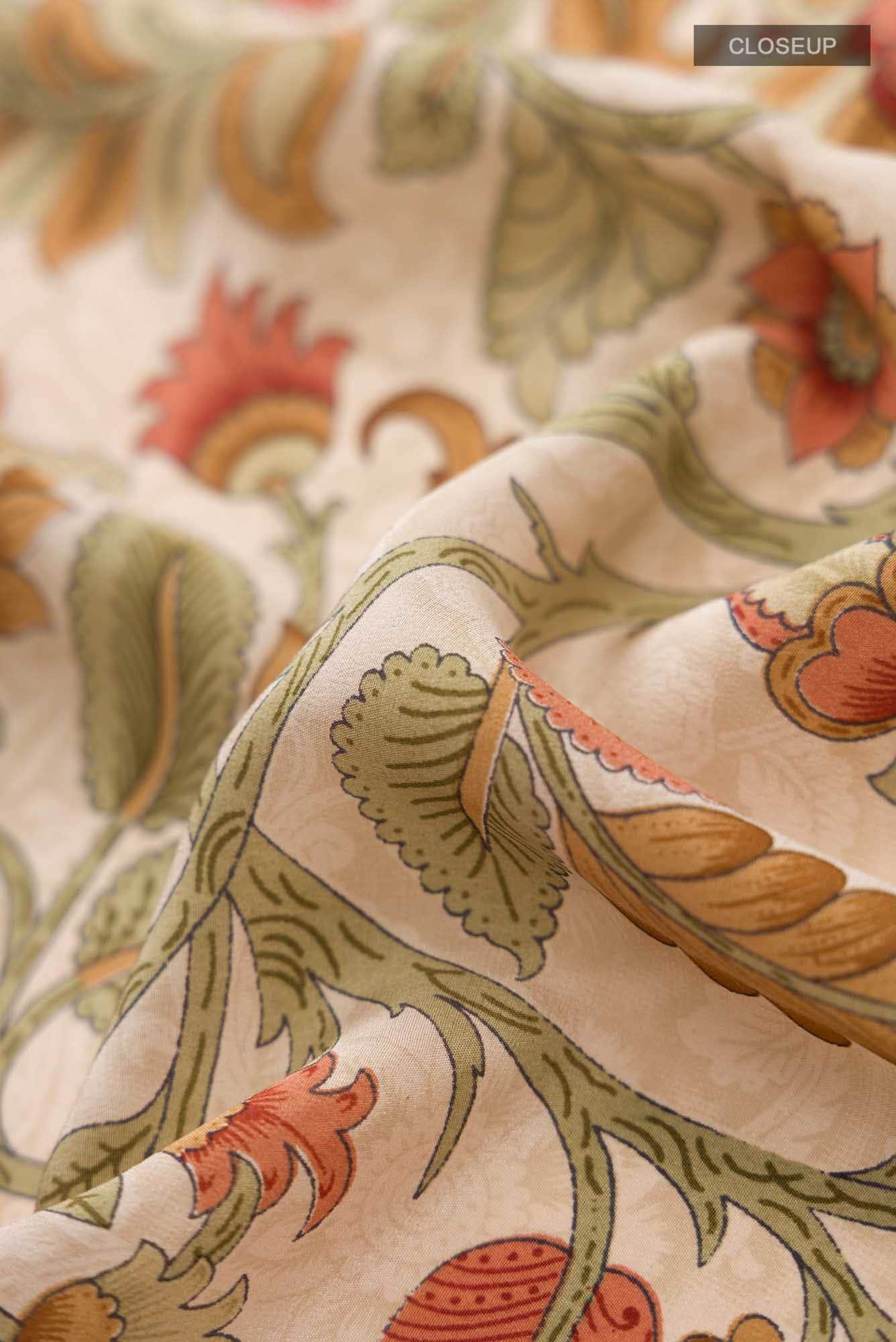 Beige Crepe Saree