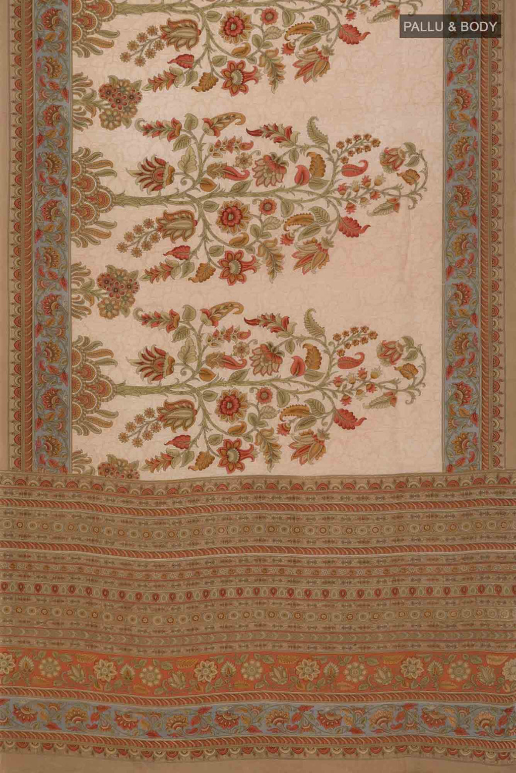 Beige Crepe Saree