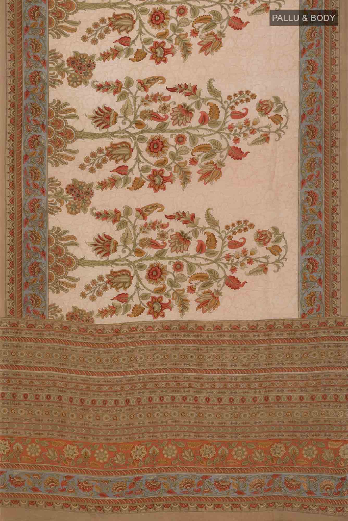 Beige Crepe Saree