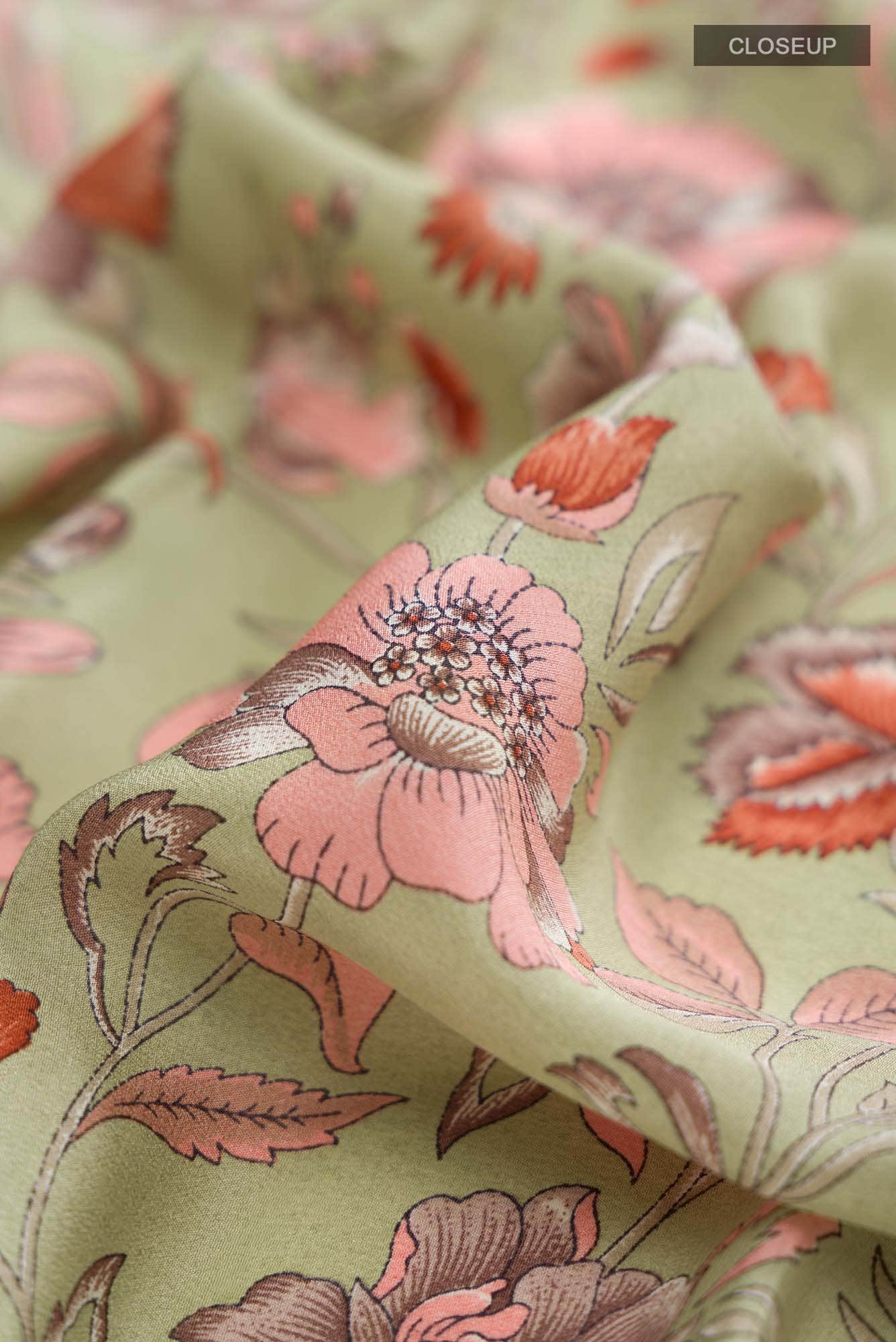 Sage Green Mysore Crepe Saree