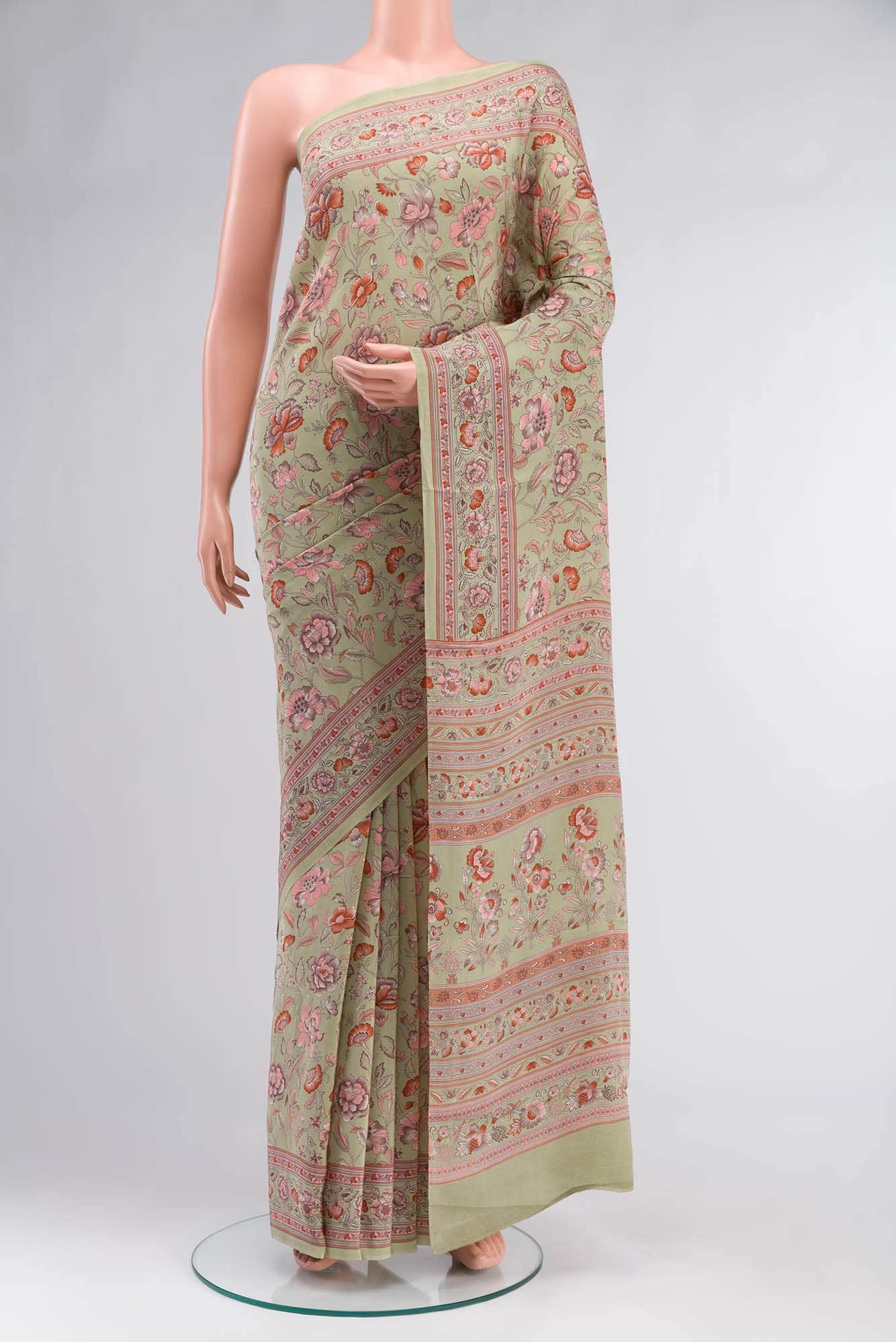 Sage Green Mysore Crepe Saree
