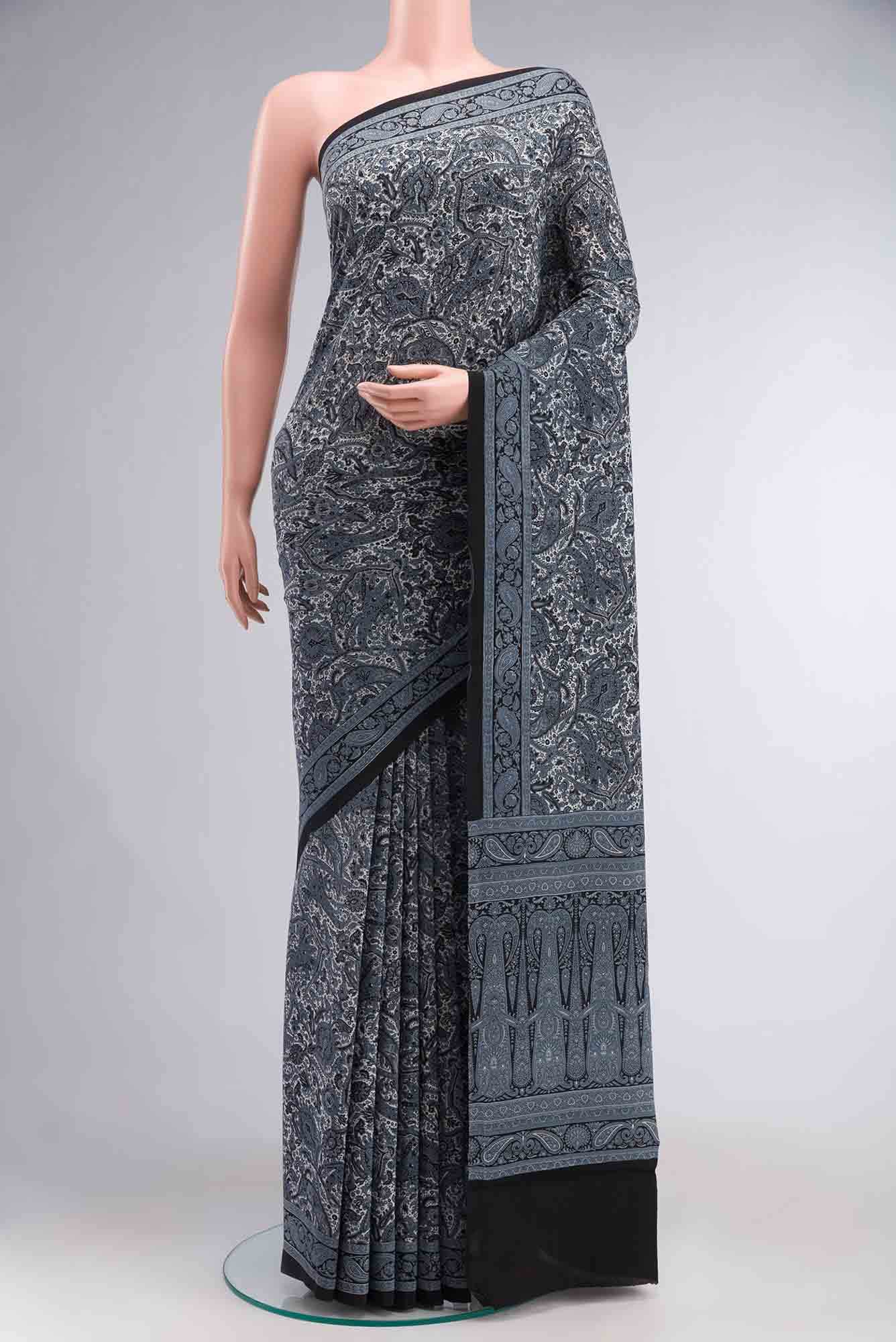 Black Crepe Saree