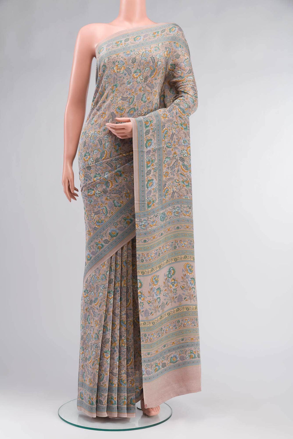 Grey Mysore Crepe Saree