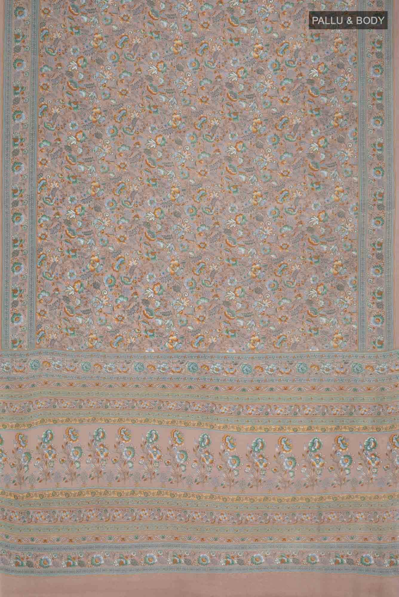 Grey Mysore Crepe Saree