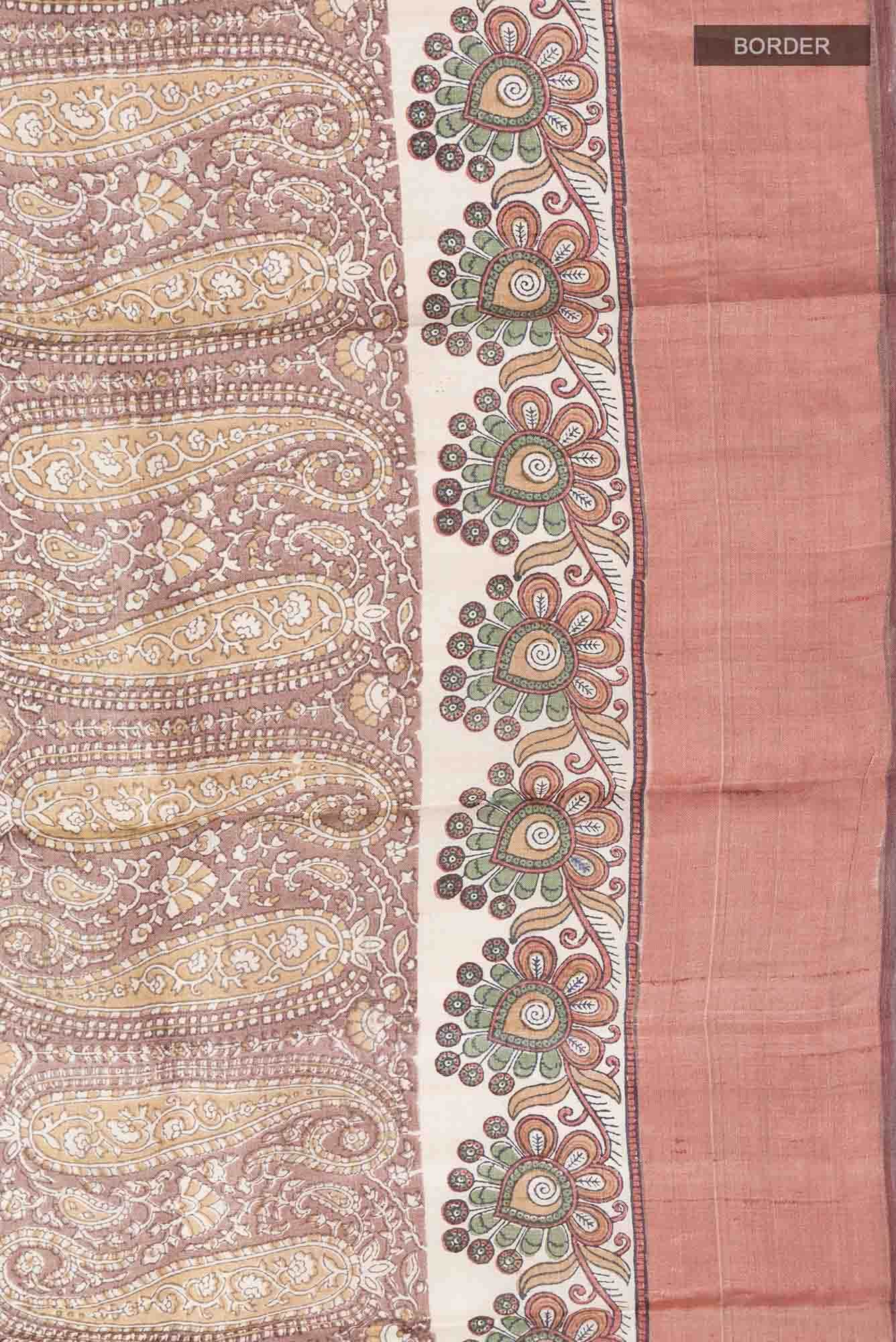 Brown Bhagalpuri Tussar Silk Saree