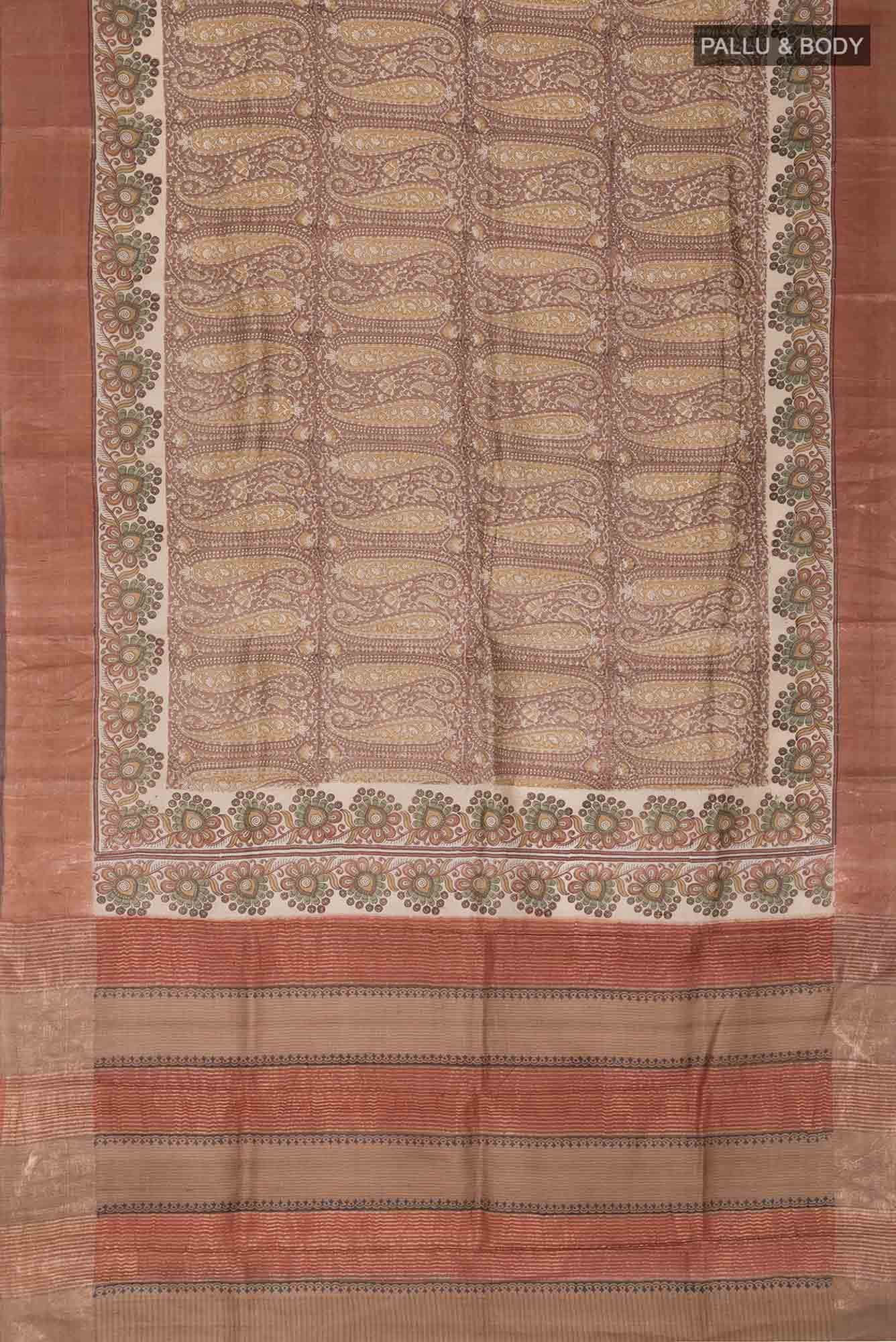Brown Bhagalpuri Tussar Silk Saree