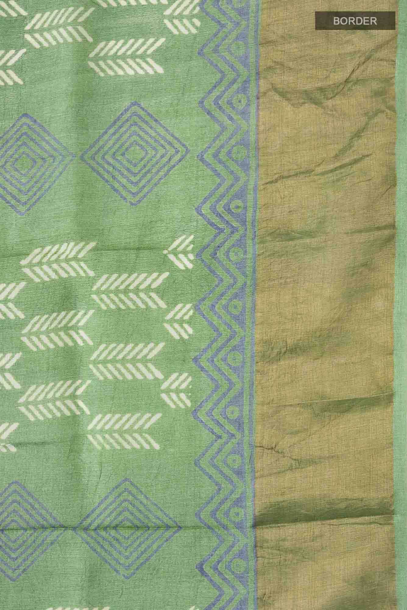 Green Bhagalpuri Tussar Silk Saree