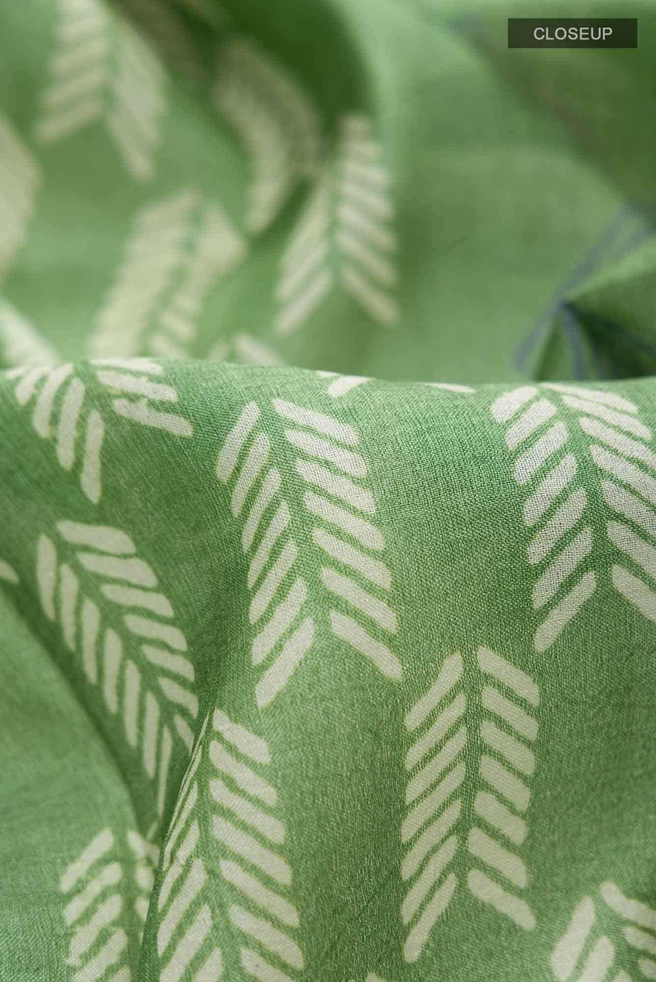 Green Bhagalpuri Tussar Silk Saree