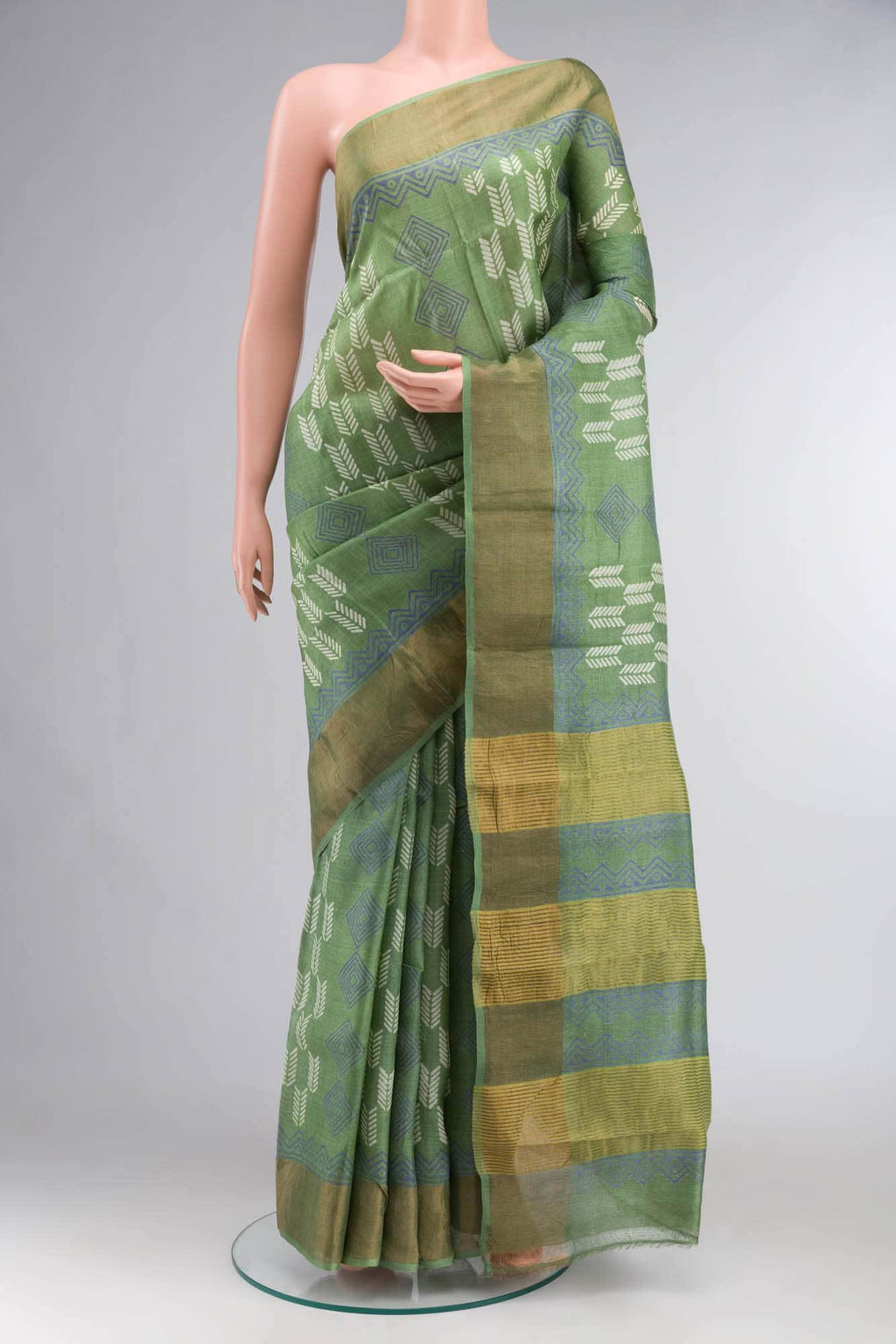 Green Bhagalpuri Tussar Silk Saree