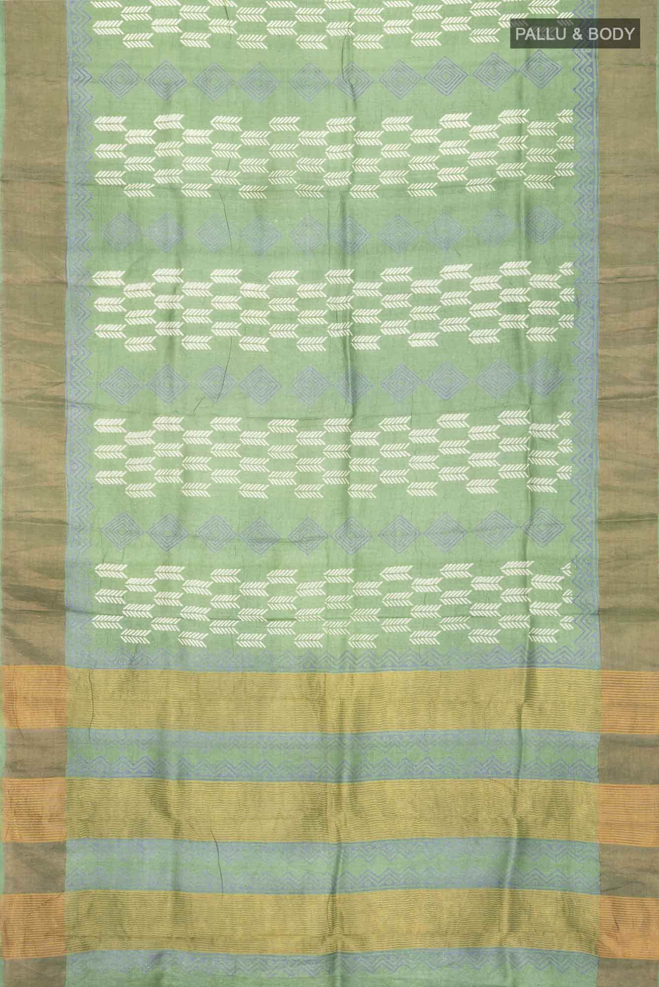 Green Bhagalpuri Tussar Silk Saree