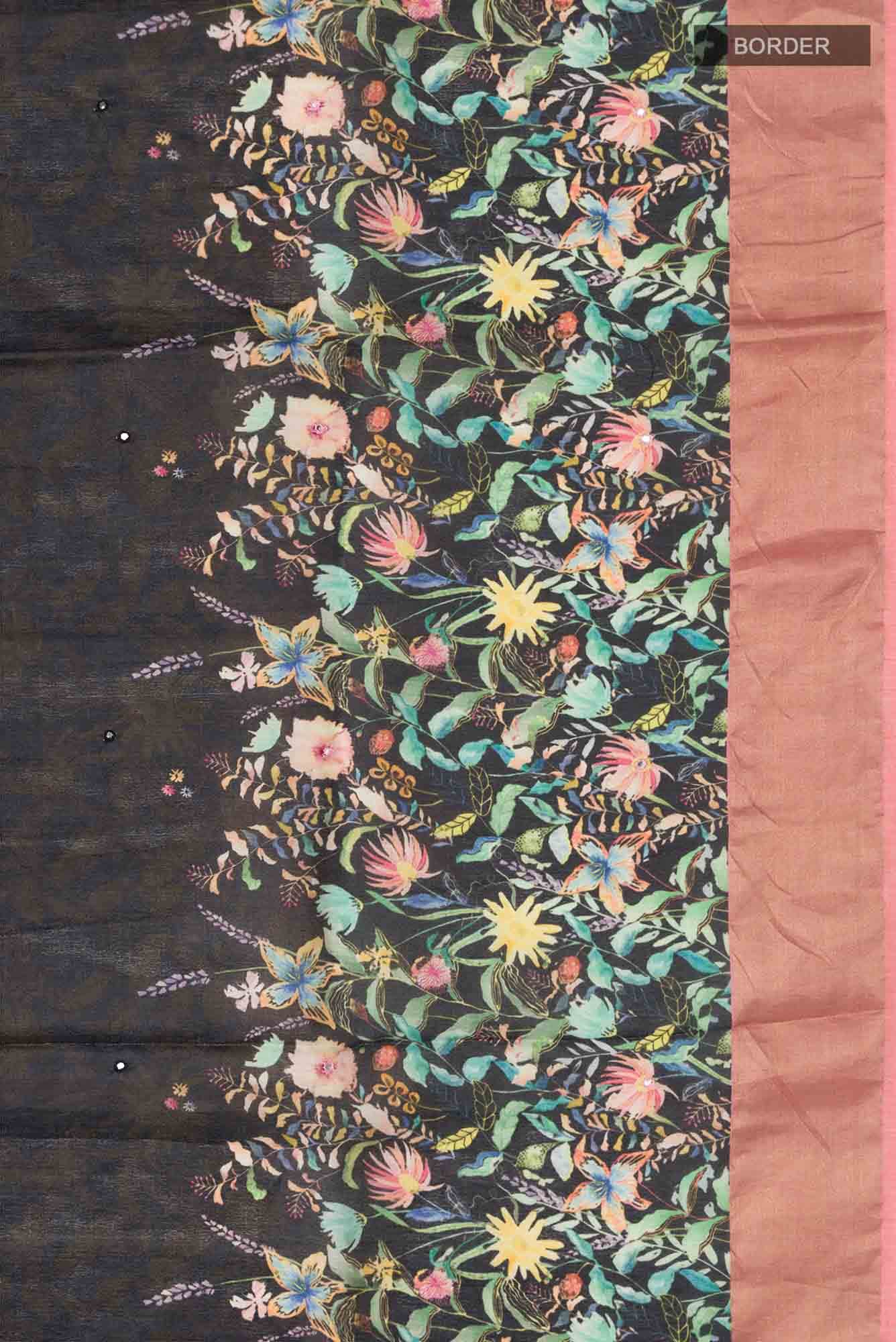 Black Bhagalpuri Tussar Silk Saree