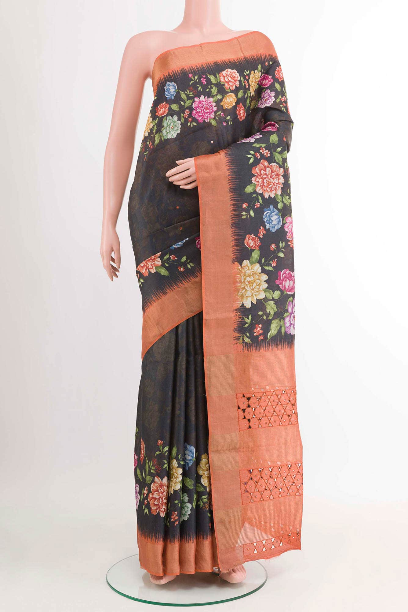Black Tussar Saree