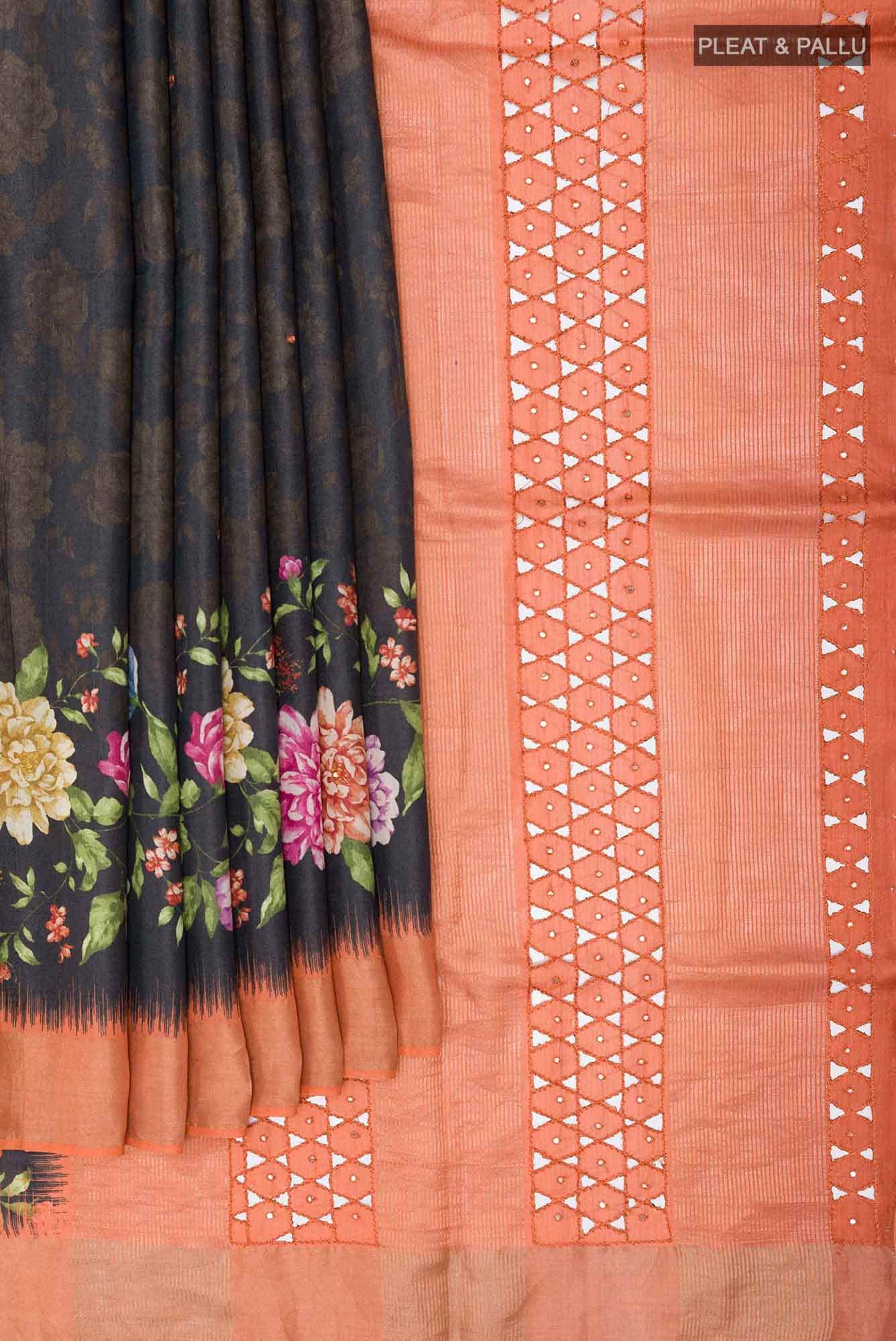 Black Tussar Saree