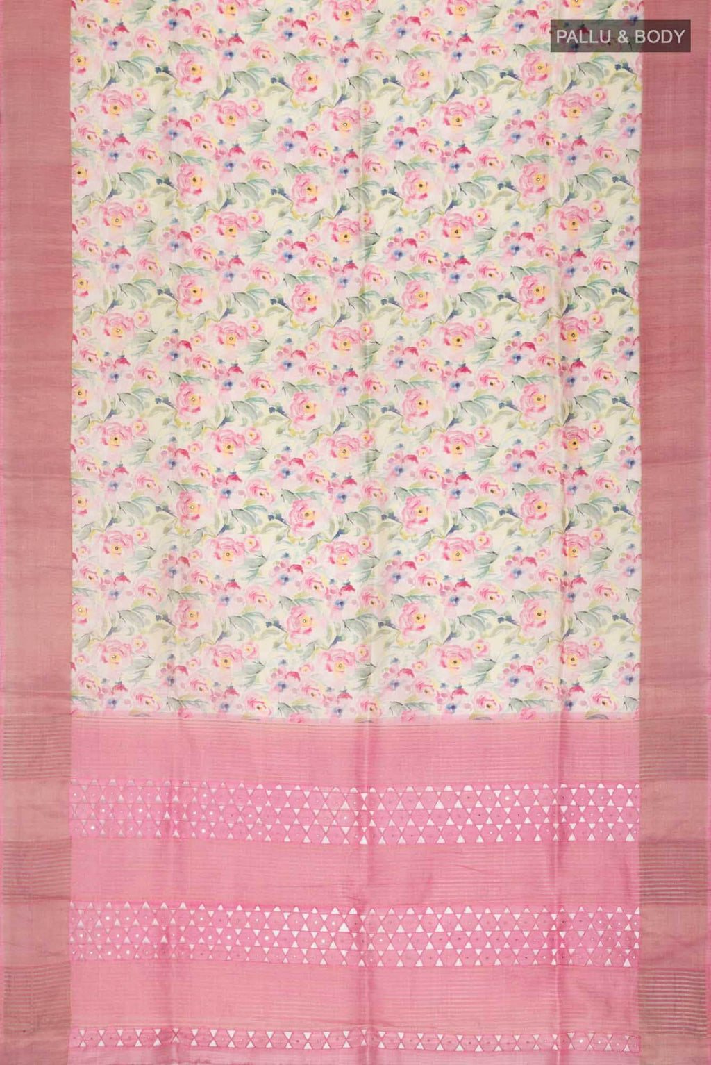 Beige Bhagalpuri Tussar Silk Saree