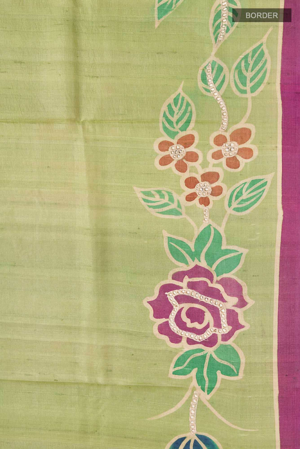 Green Bhagalpuri Tussar Silk Saree