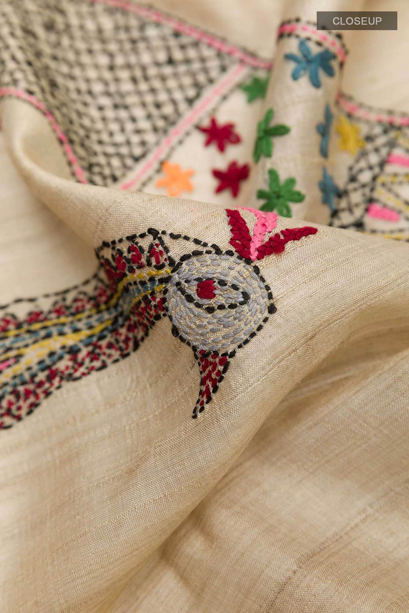 Beige Tussar Saree