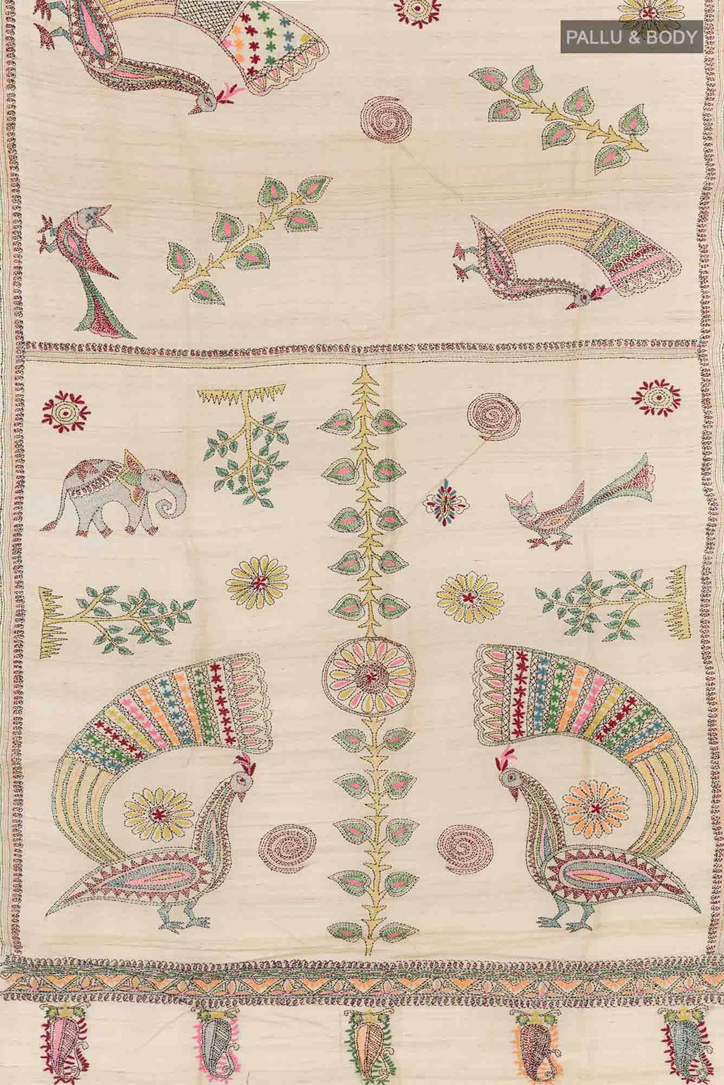 Beige Tussar Saree