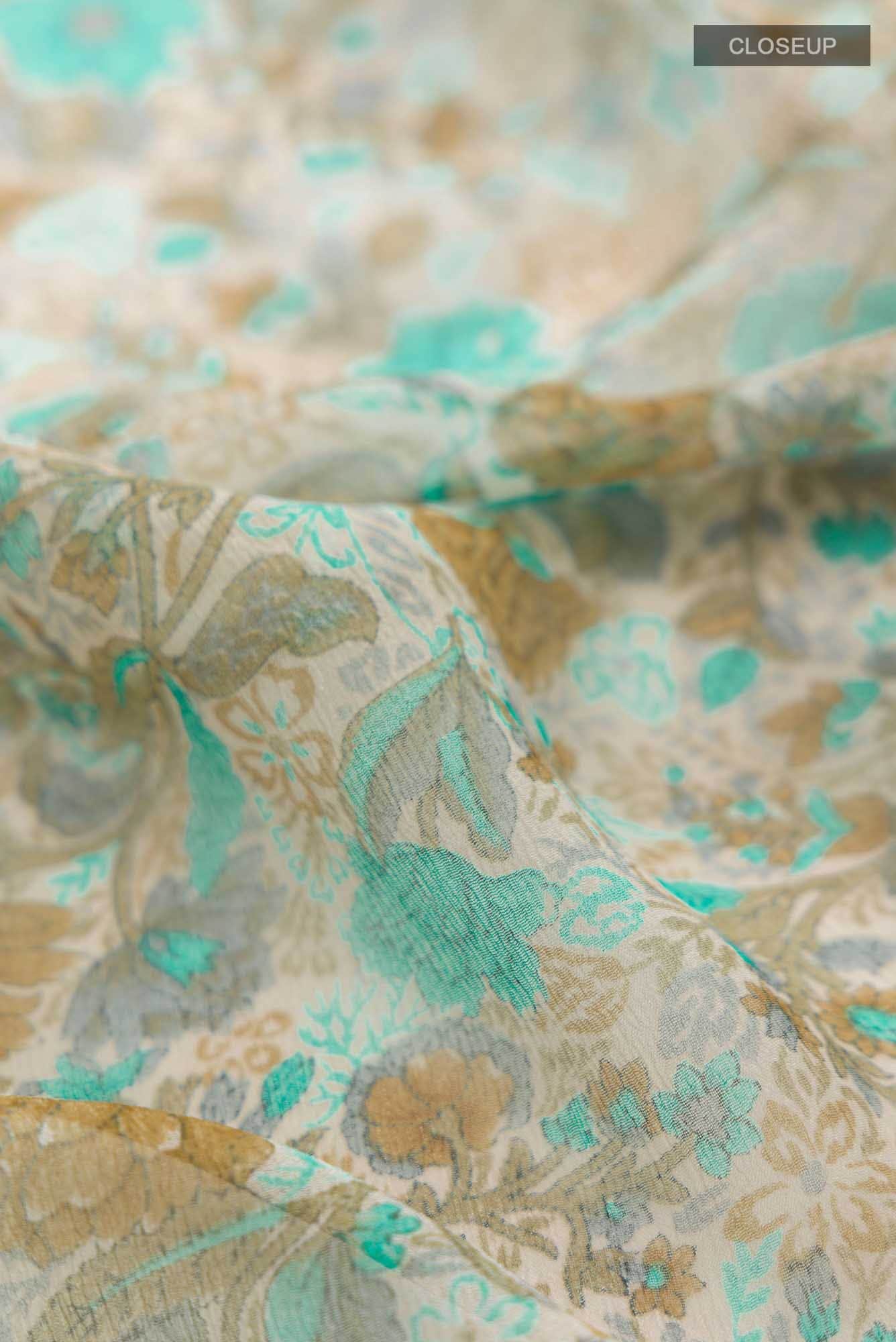 Cream Mysore Chiffon Saree