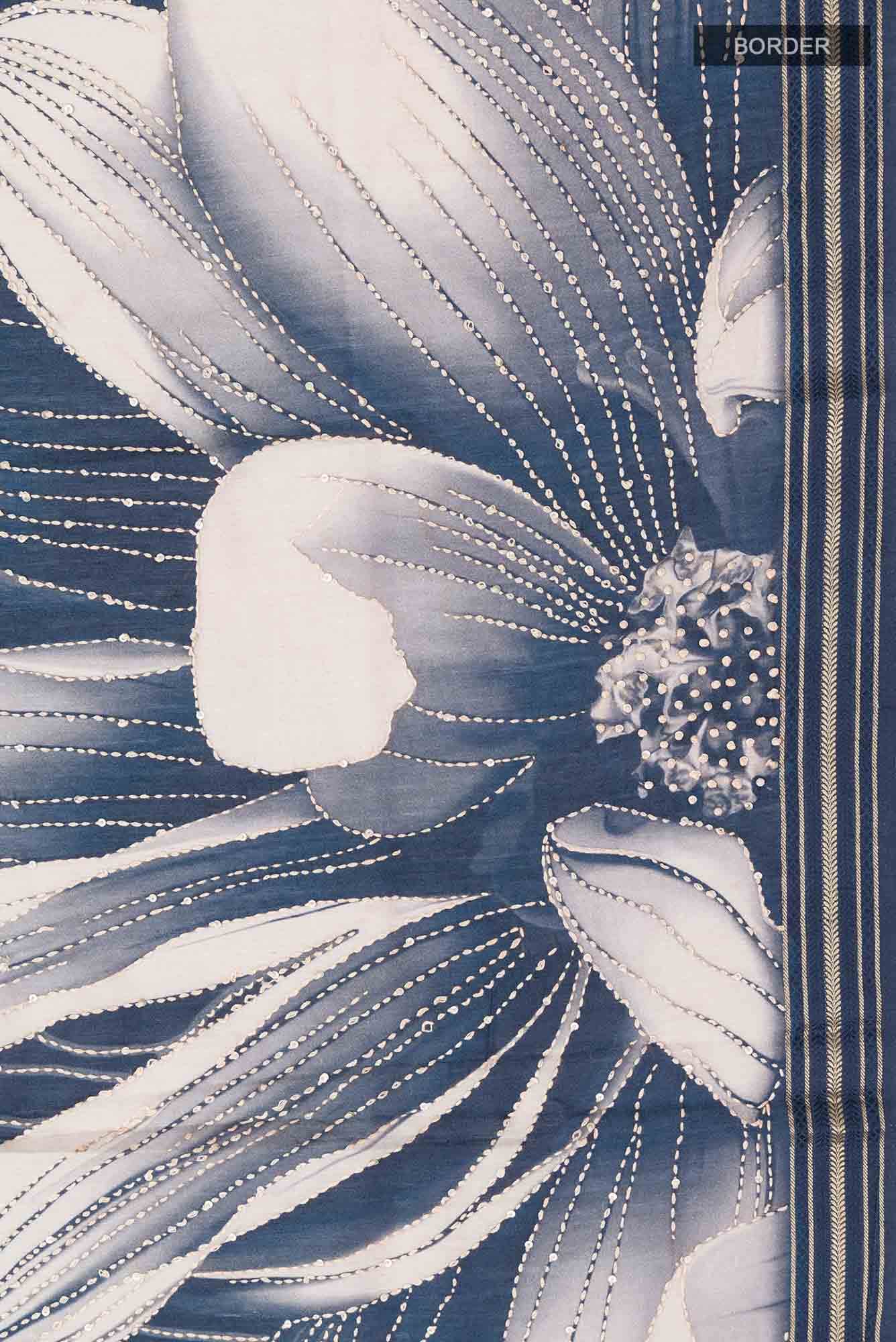 Blue Tussar Silk Saree