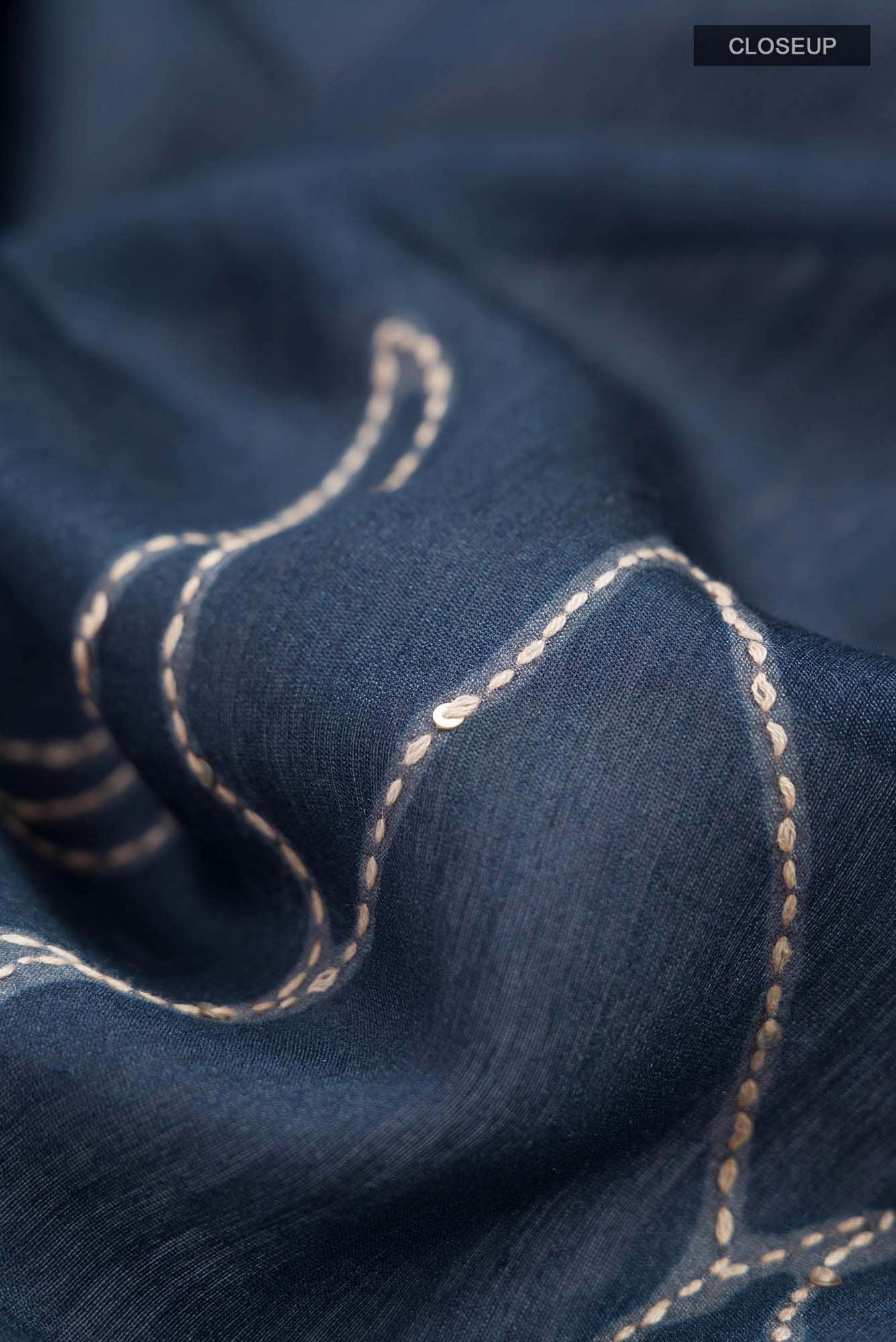 Blue Tussar Silk Saree