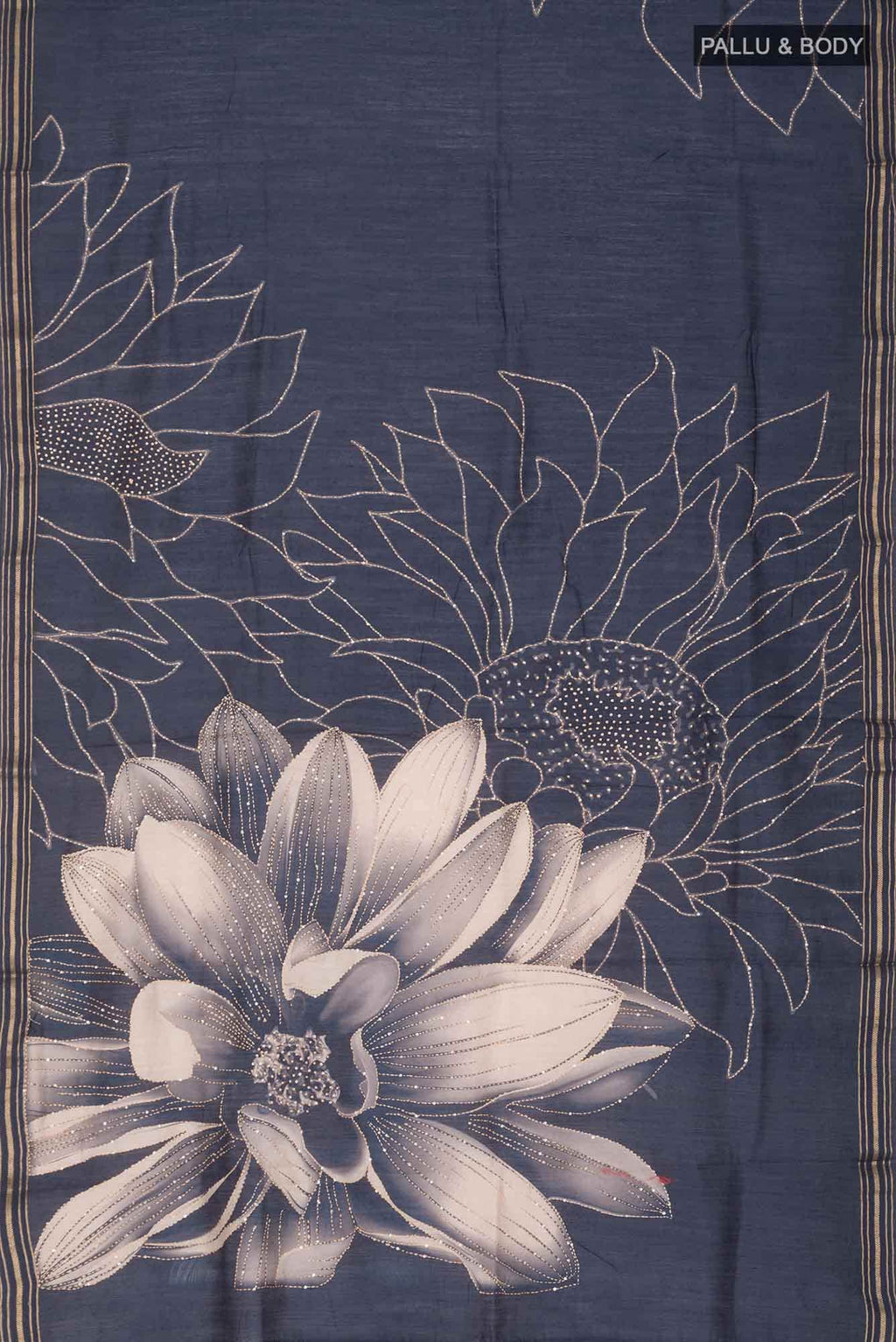 Blue Tussar Silk Saree