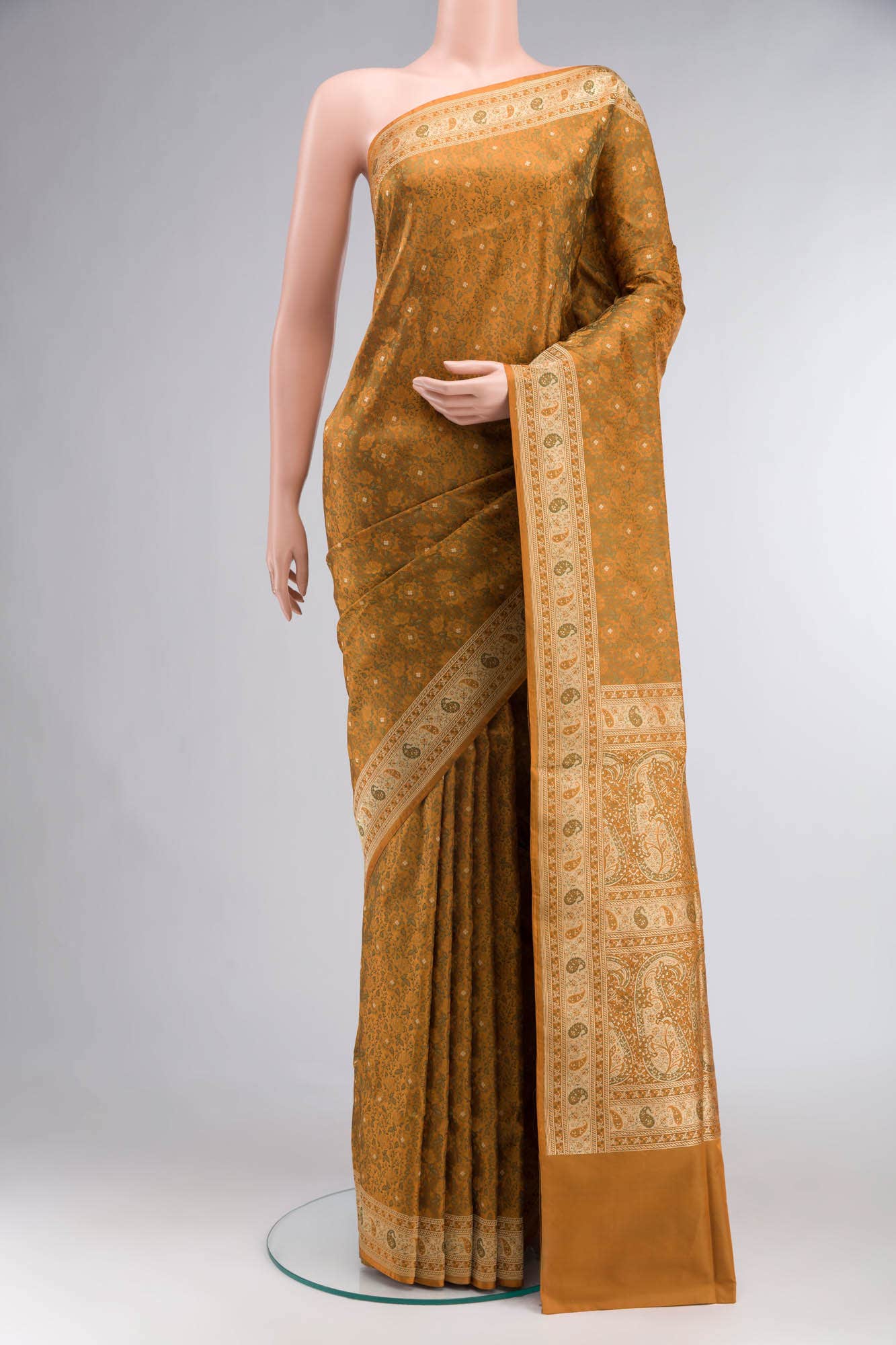 Mustard Banarasi Silk Saree