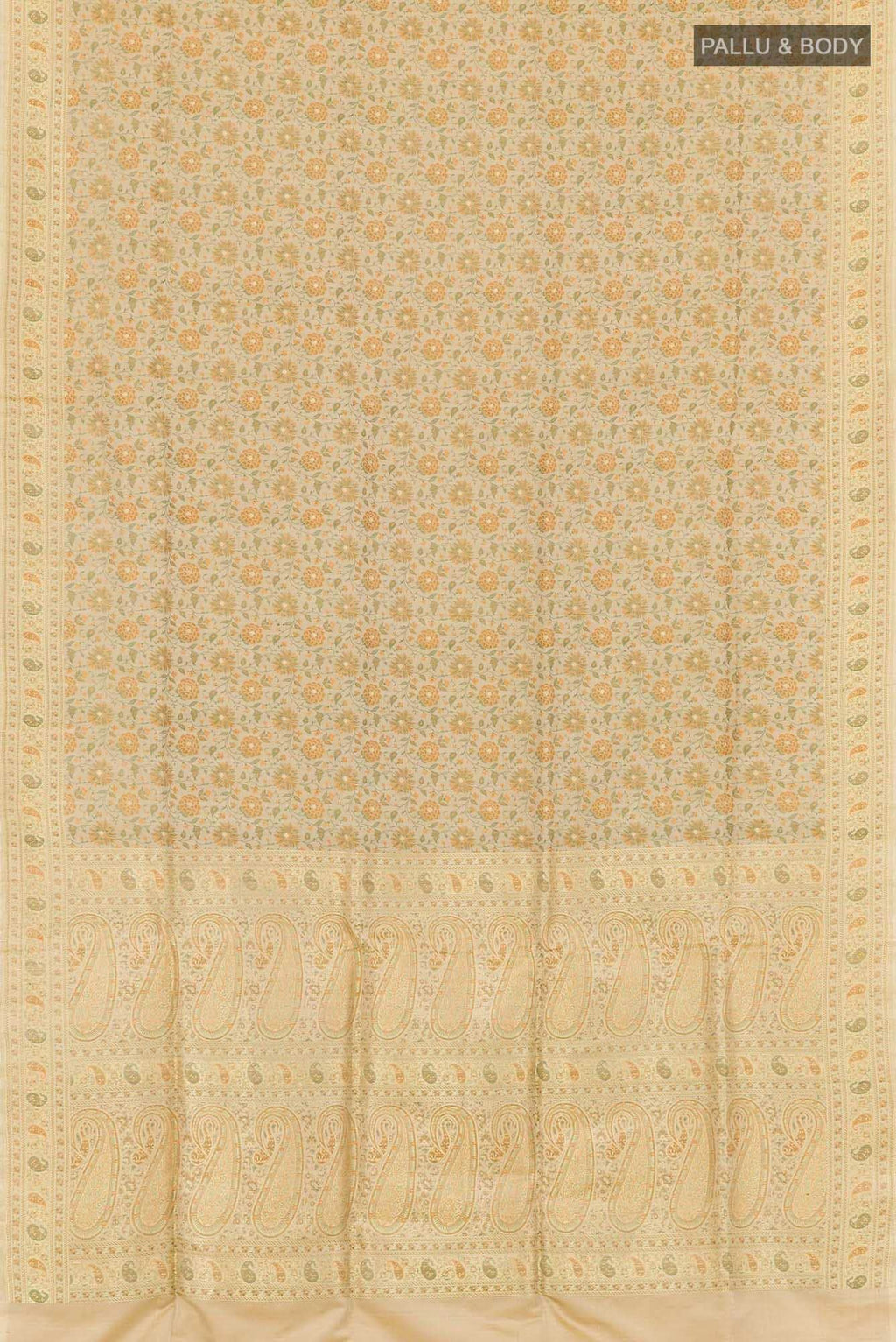 Beige Banarasi Tanchoi Silk Saree