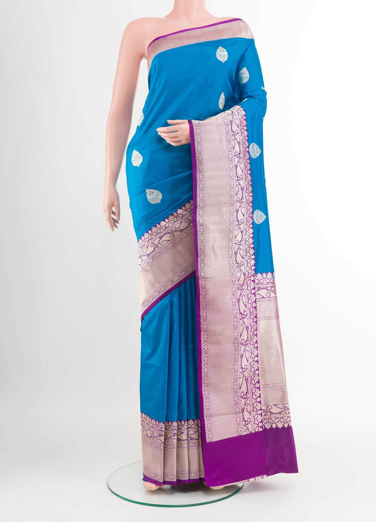 Blue Banarasi Katan Silk Saree