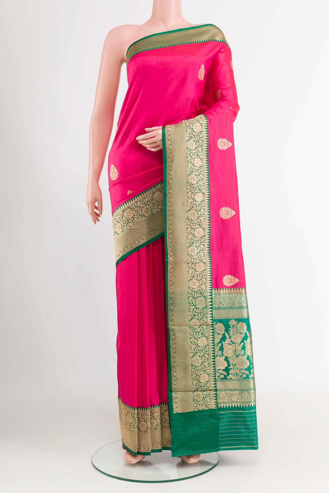 Rani Pink Banarasi Katan Silk Saree