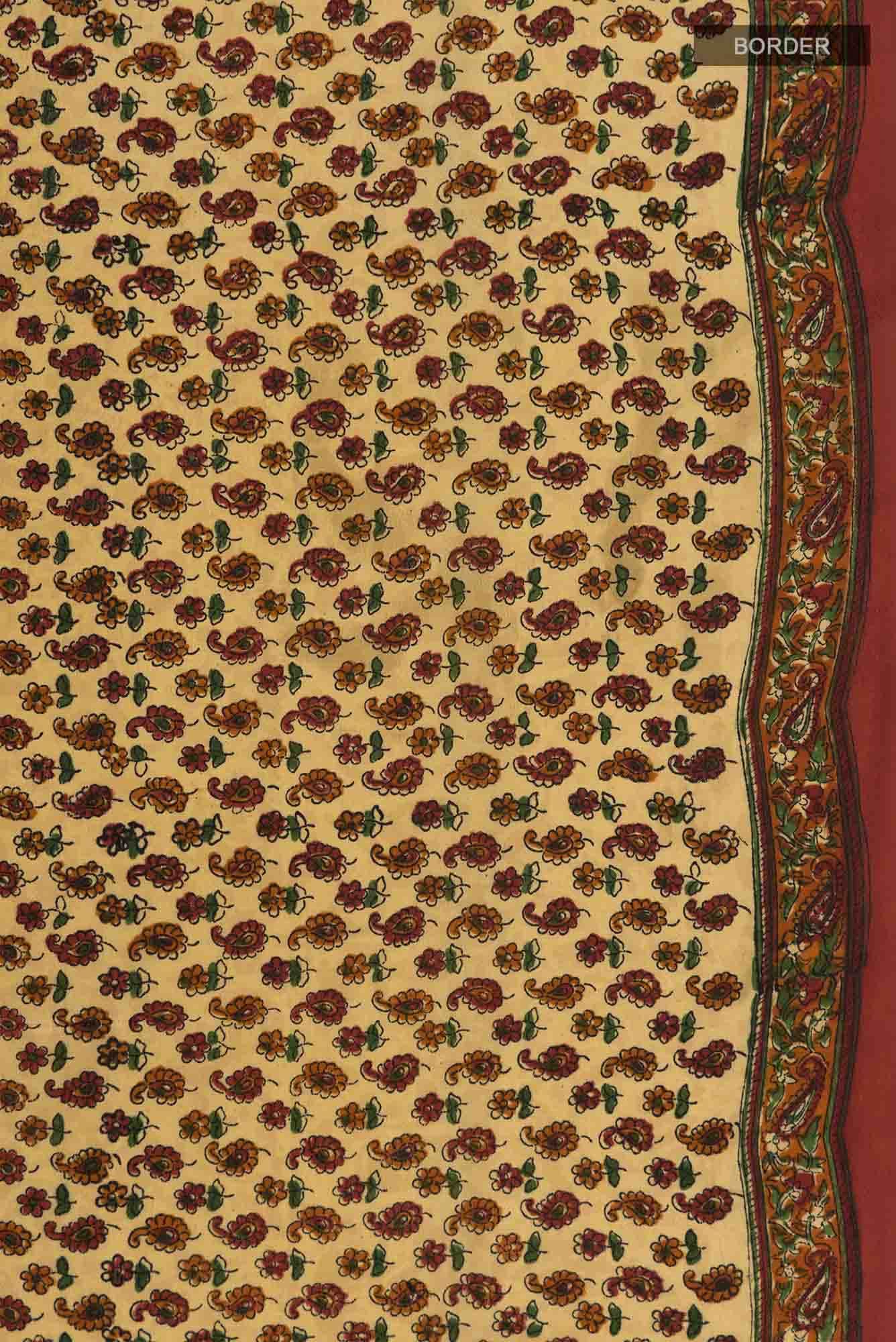 Beige Mysore Crepe Saree