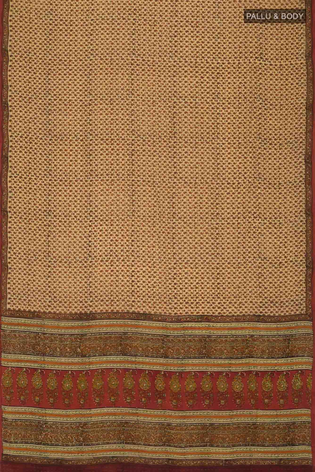 Beige Mysore Crepe Saree