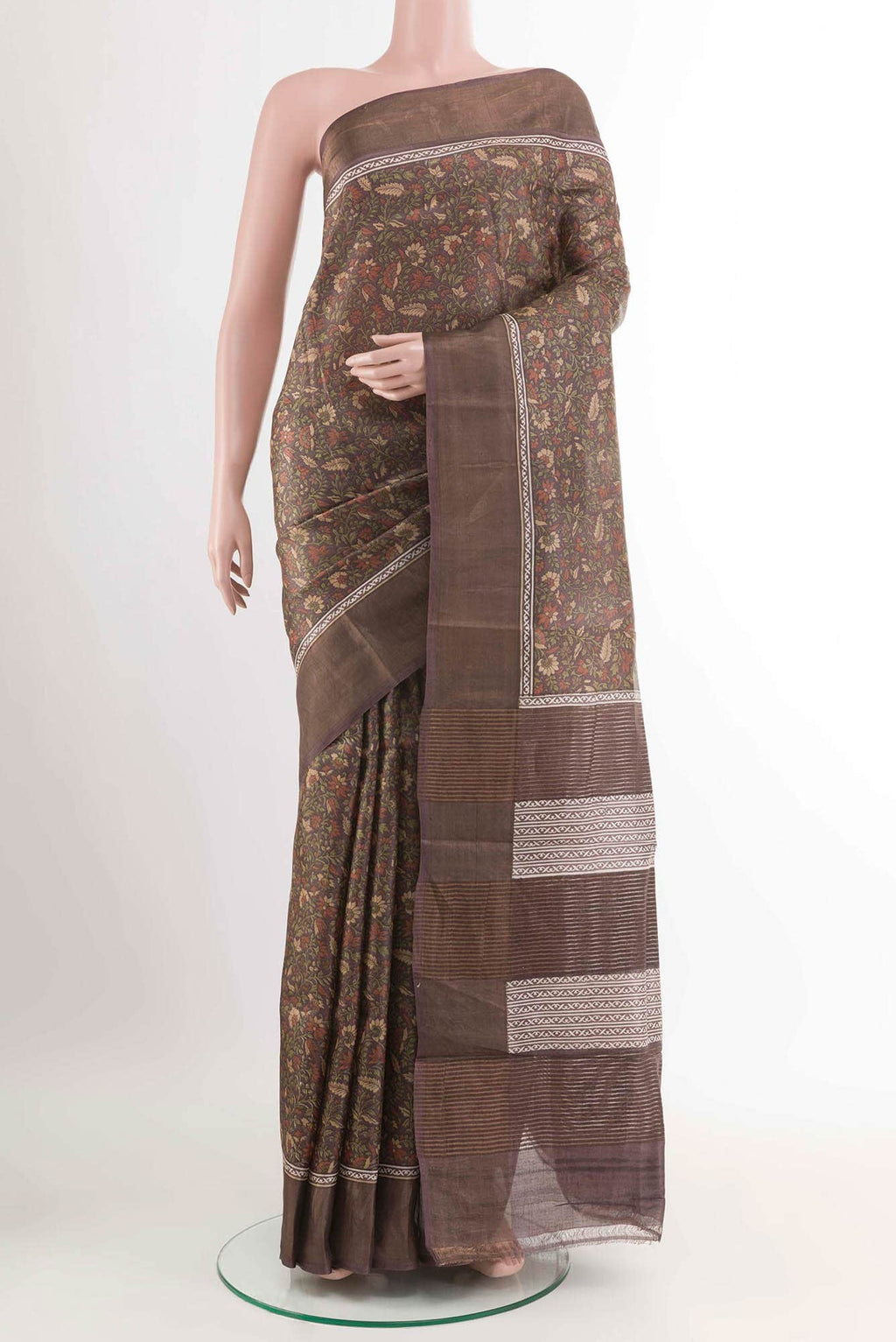 Brown Tussar Saree