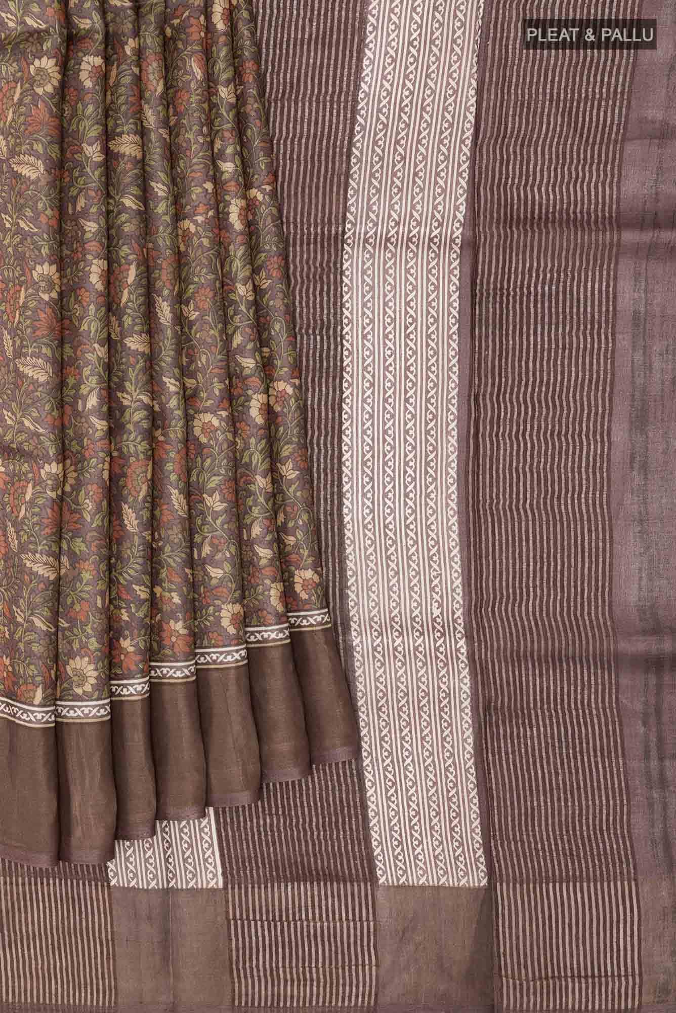 Brown Tussar Saree