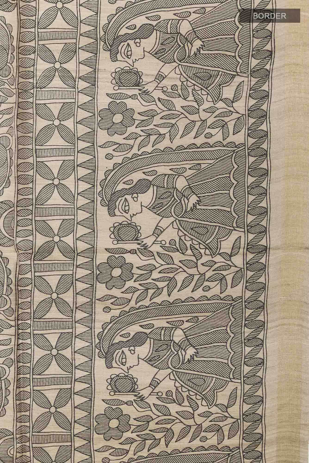 Beige Tussar Saree