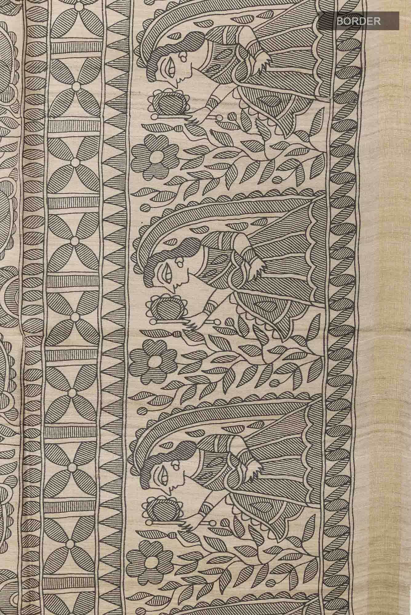 Beige Tussar Saree