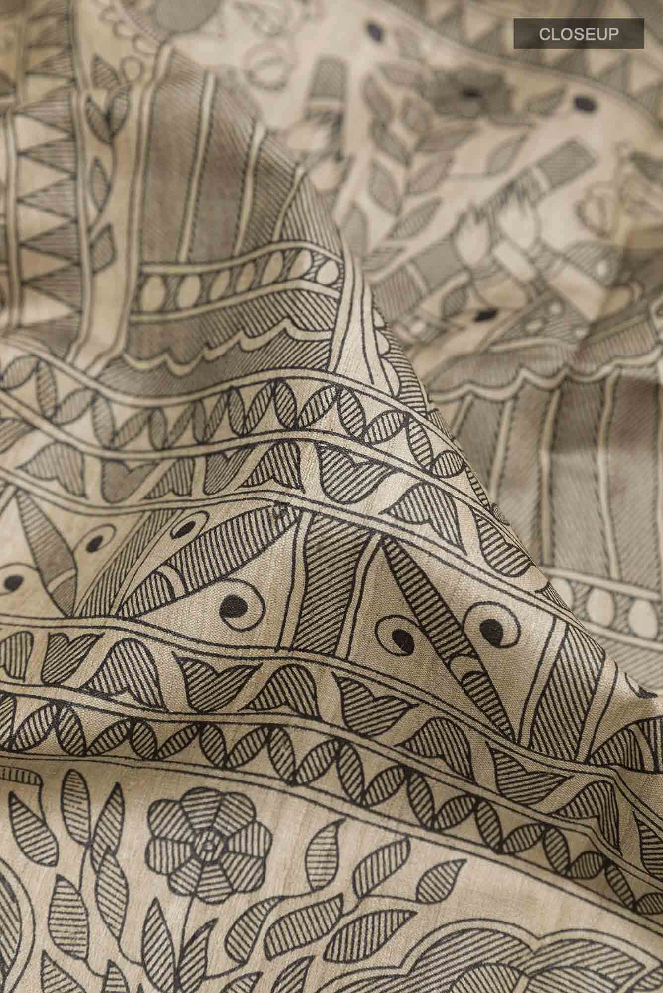 Beige Tussar Saree