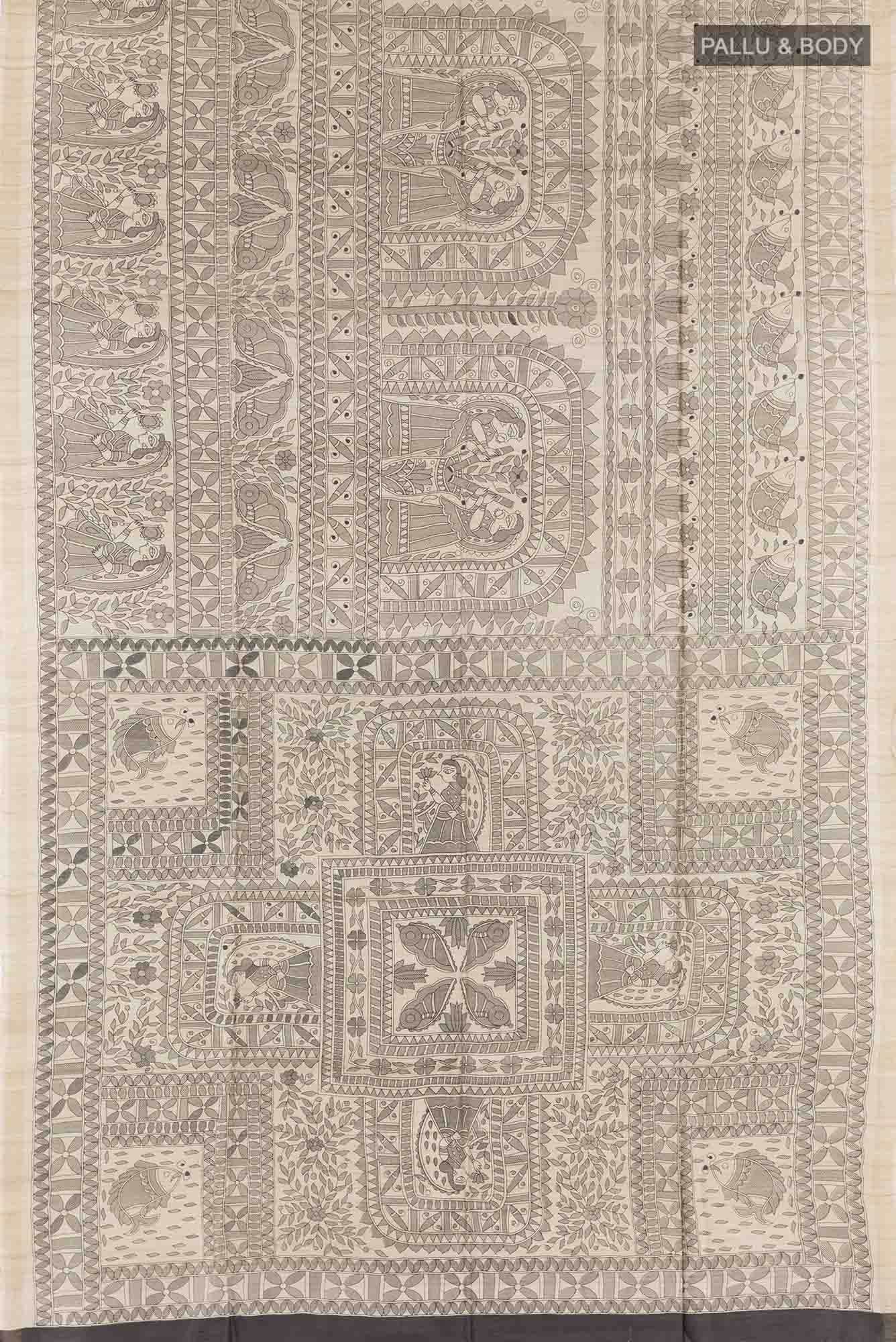 Beige Tussar Saree