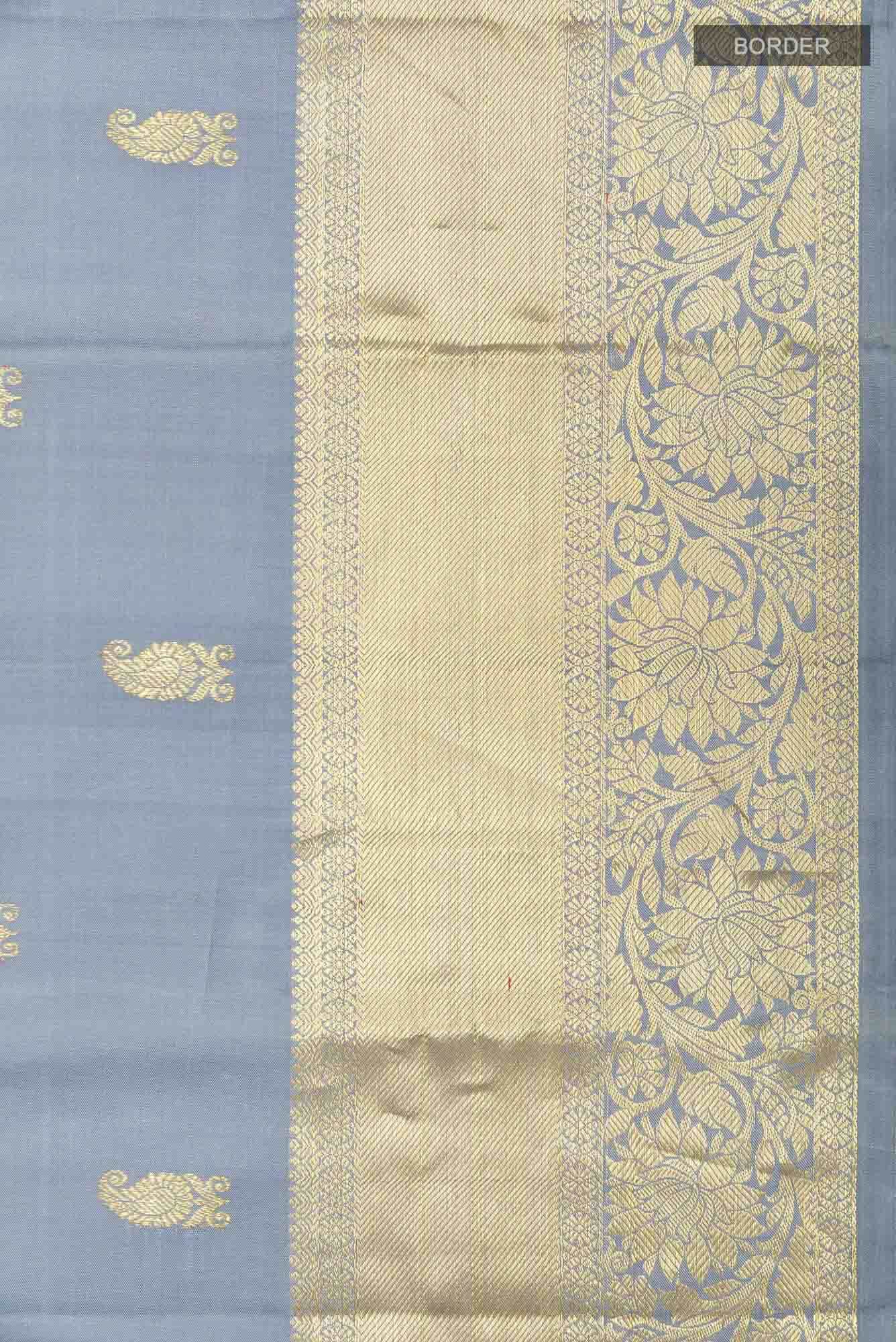 Blue Grey Kanchipuram Silk Saree
