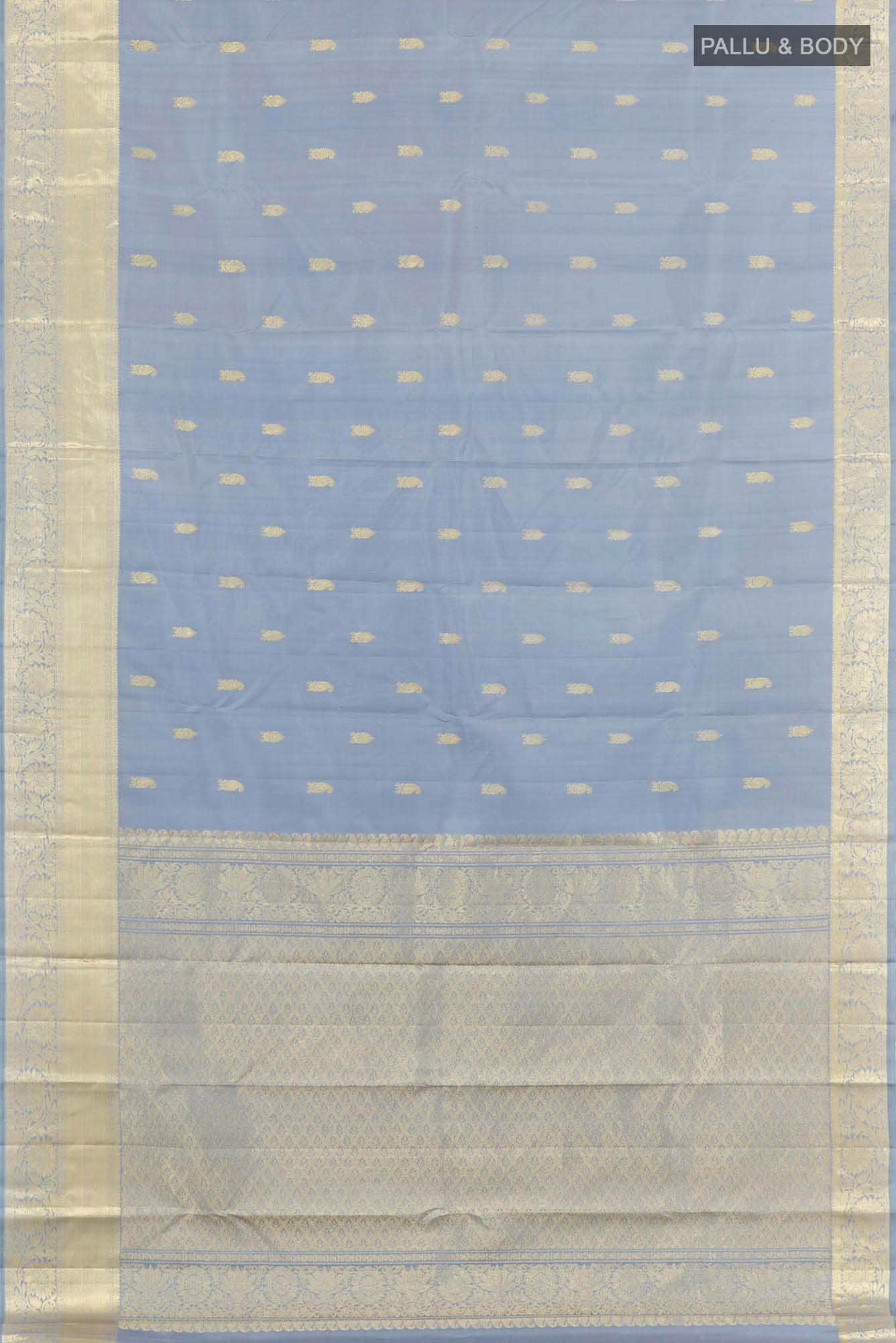 Blue Grey Kanchipuram Silk Saree