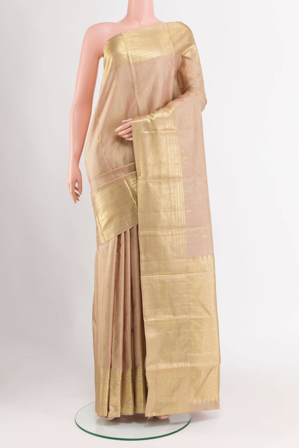 Dark Beige Kanchipuram Silk Saree