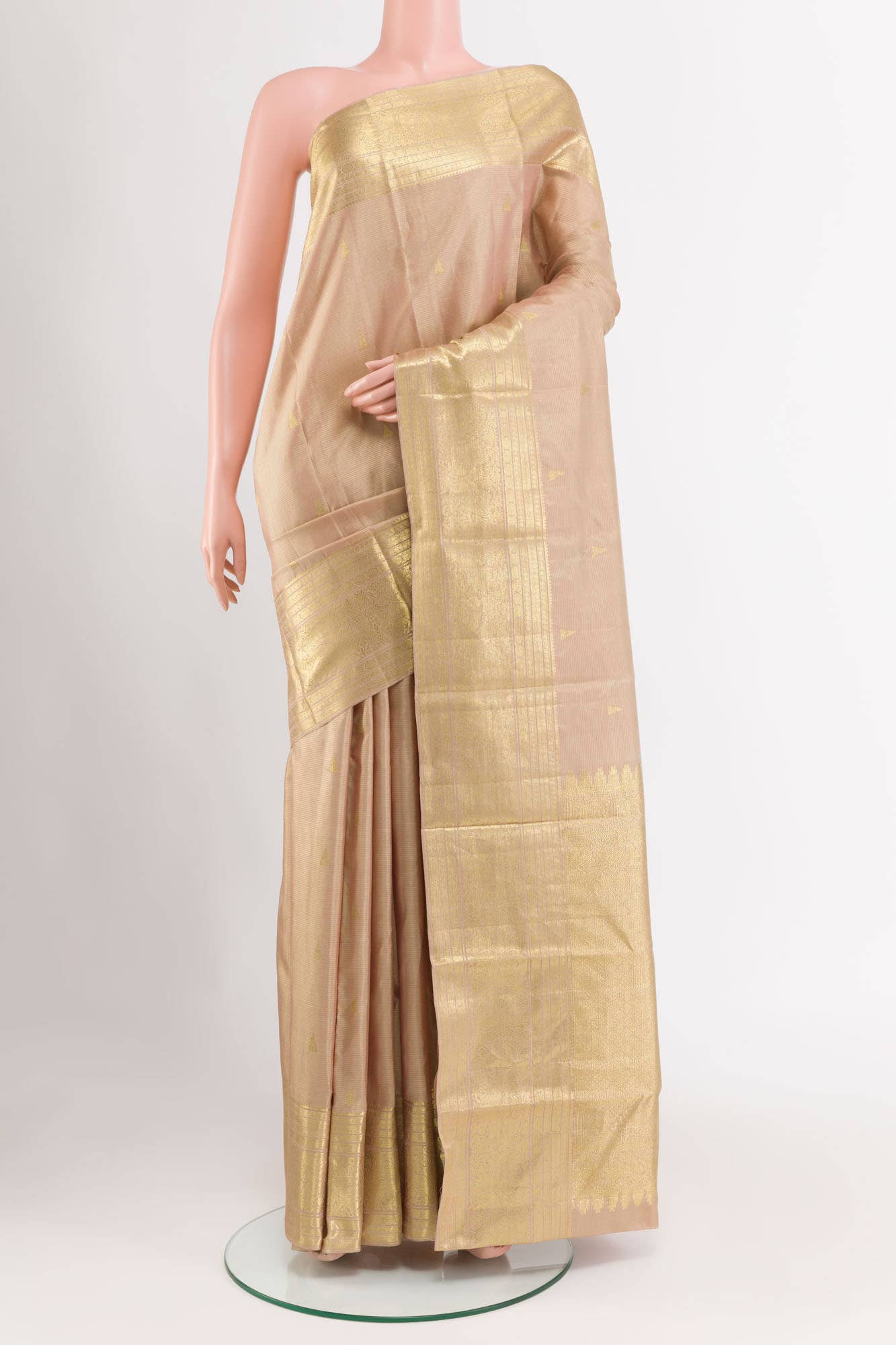 Dark Beige Kanchipuram Silk Saree