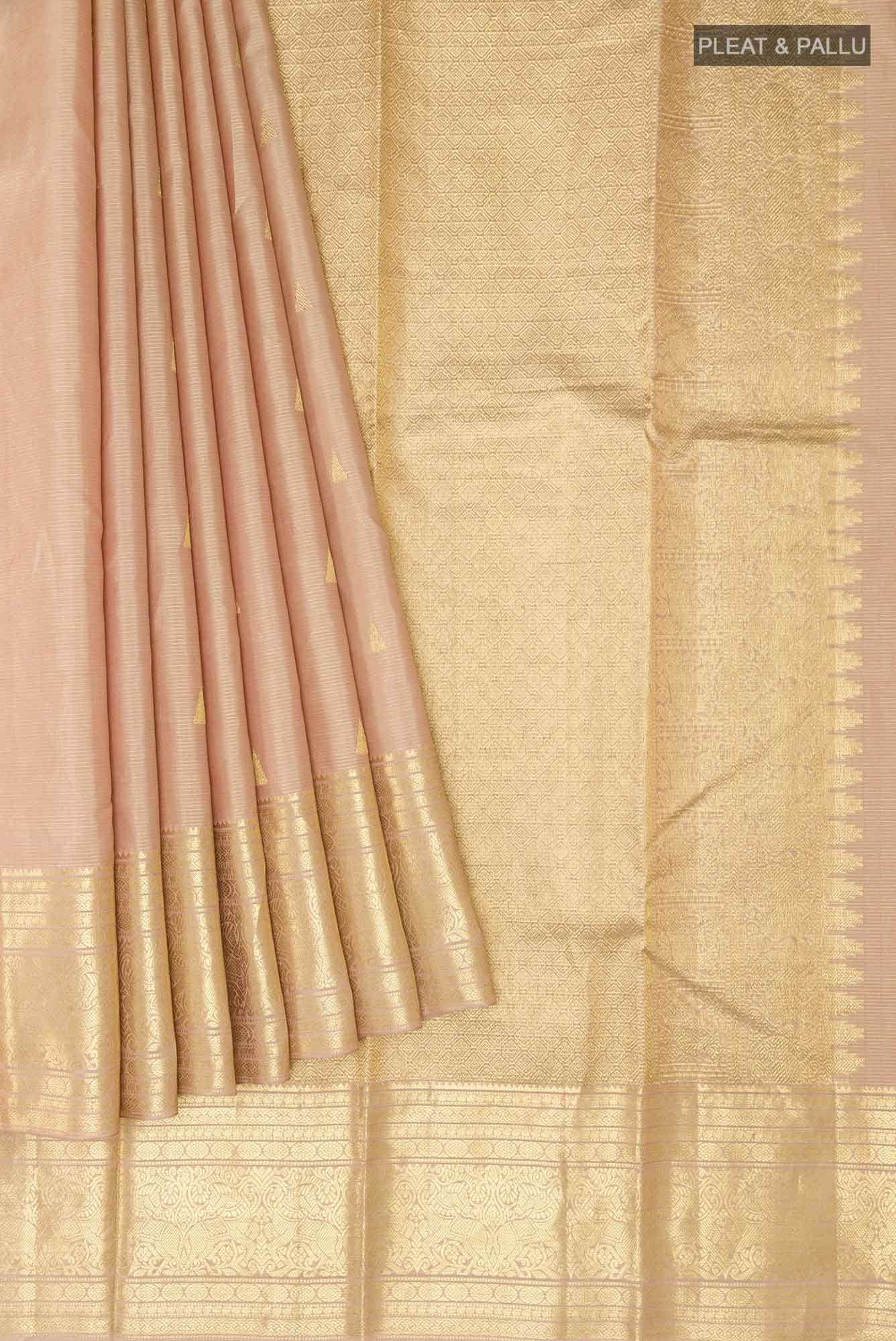 Dark Beige Kanchipuram Silk Saree