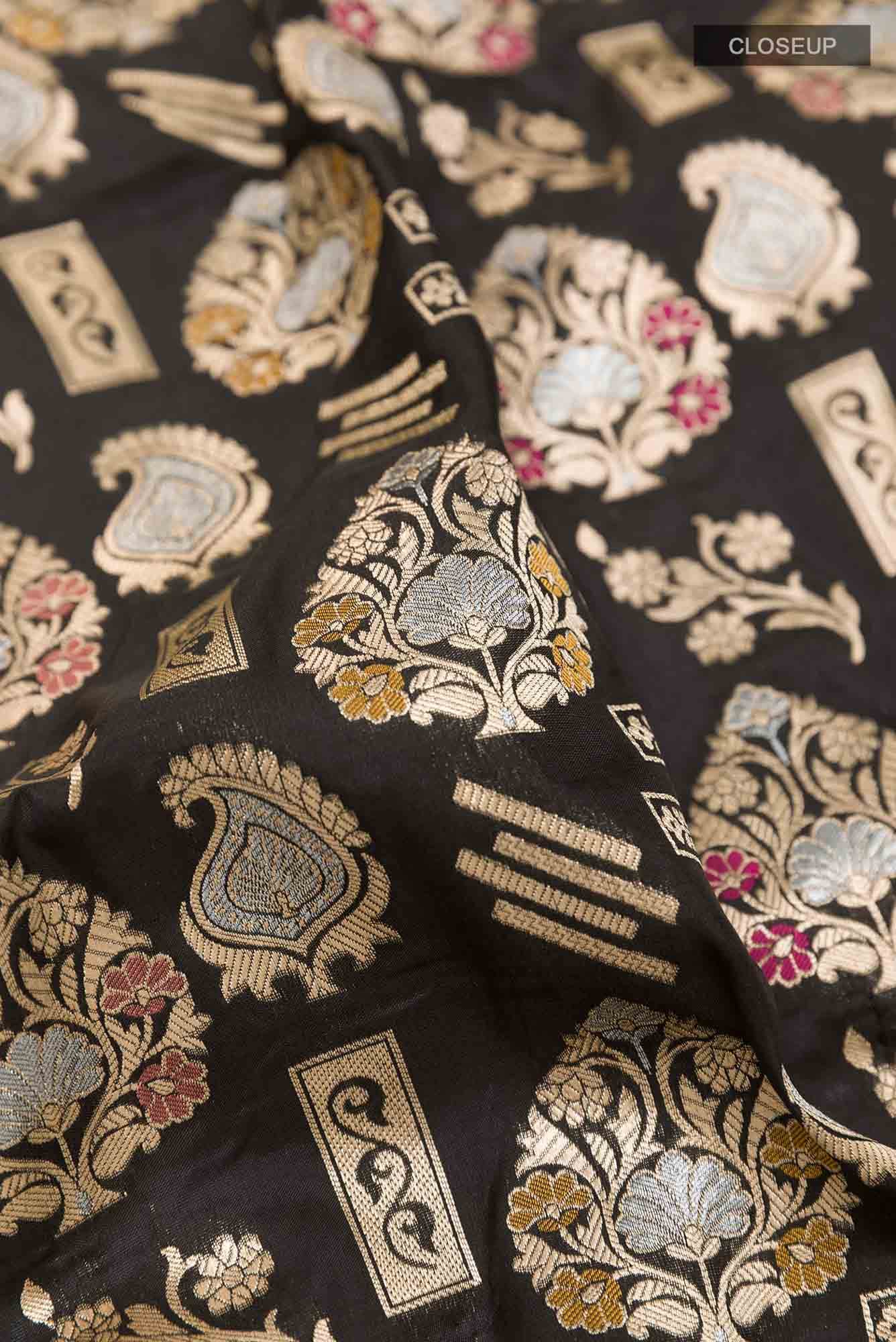 Black Banarasi Silk Saree