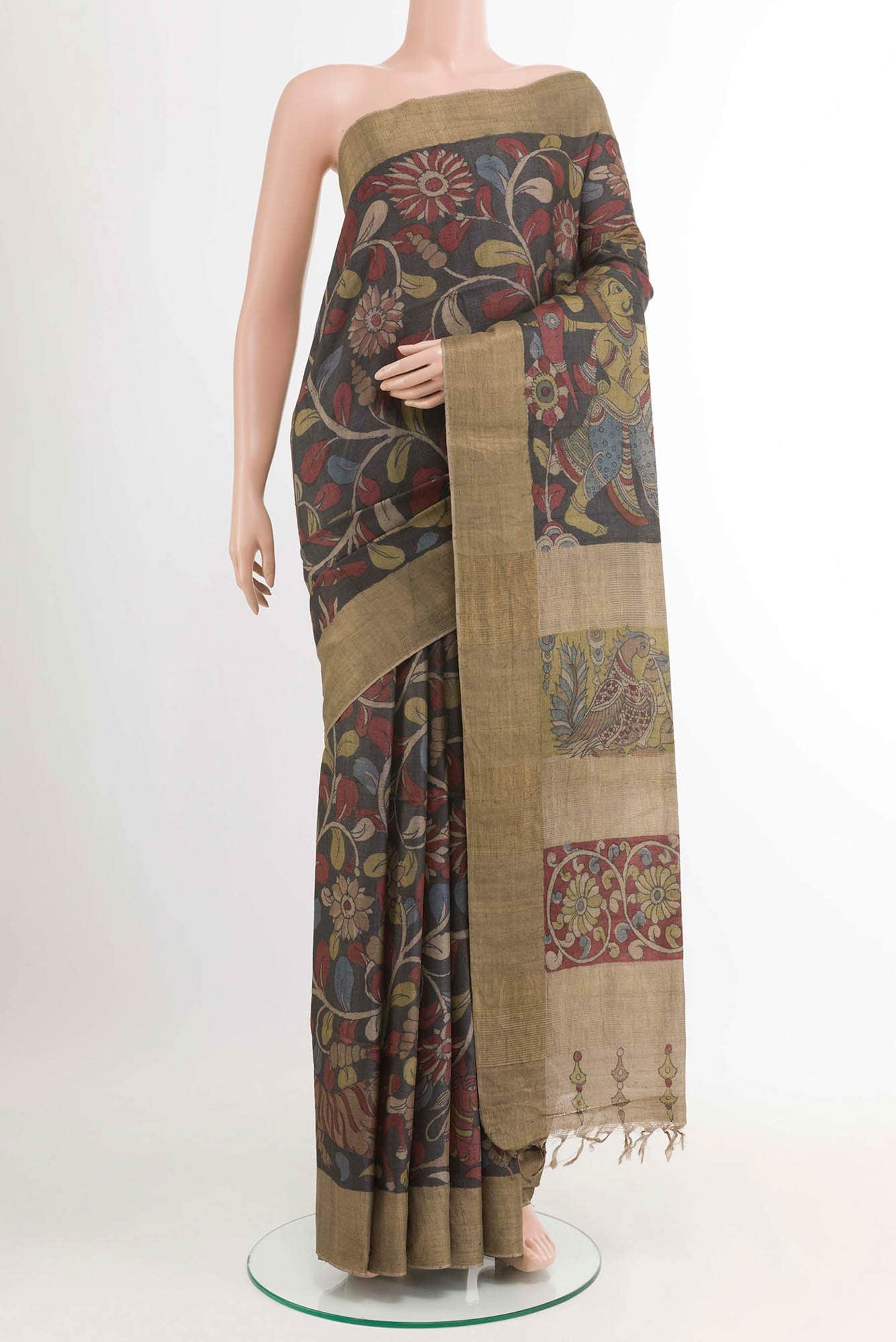 Black Tussar Saree