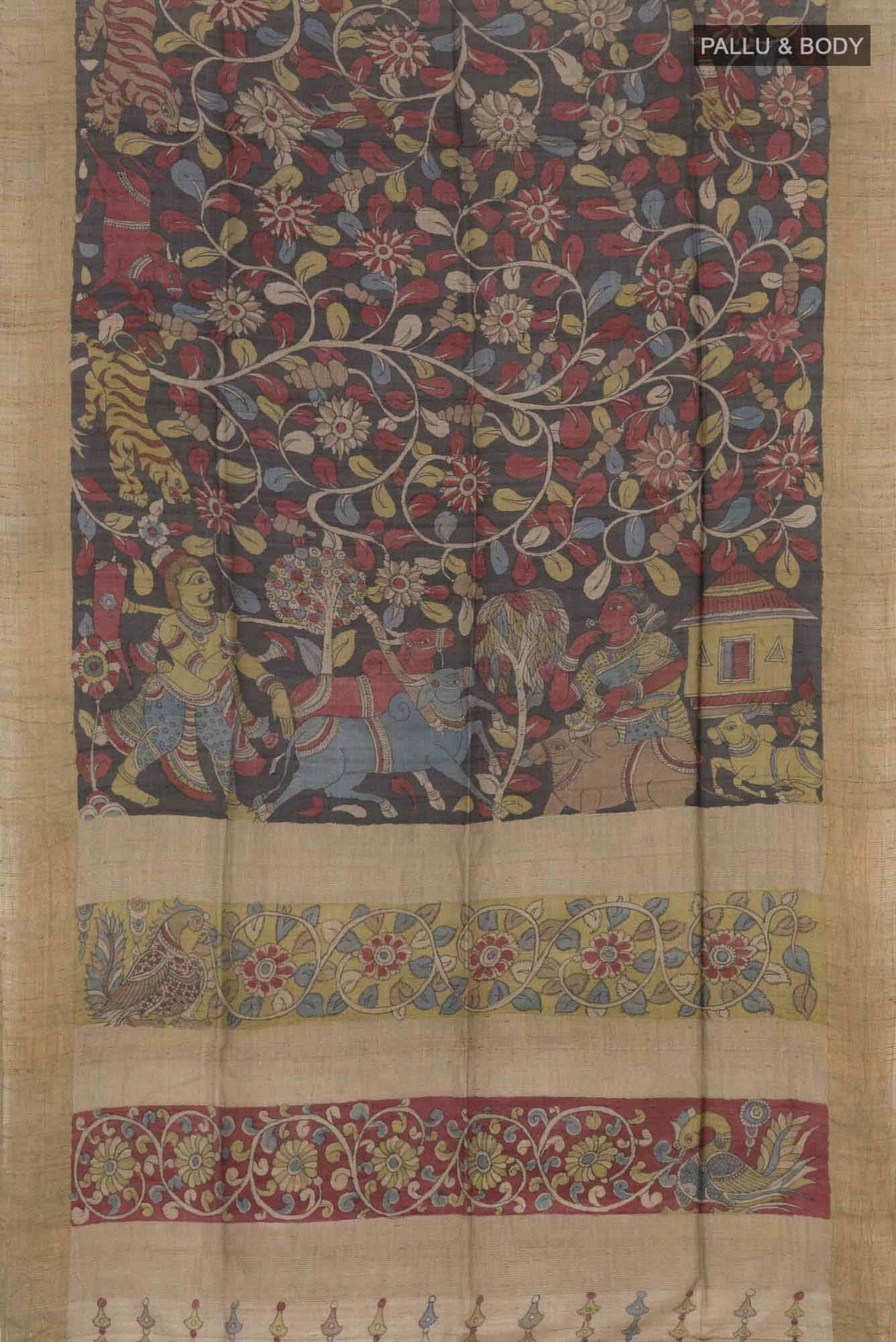 Black Tussar Saree
