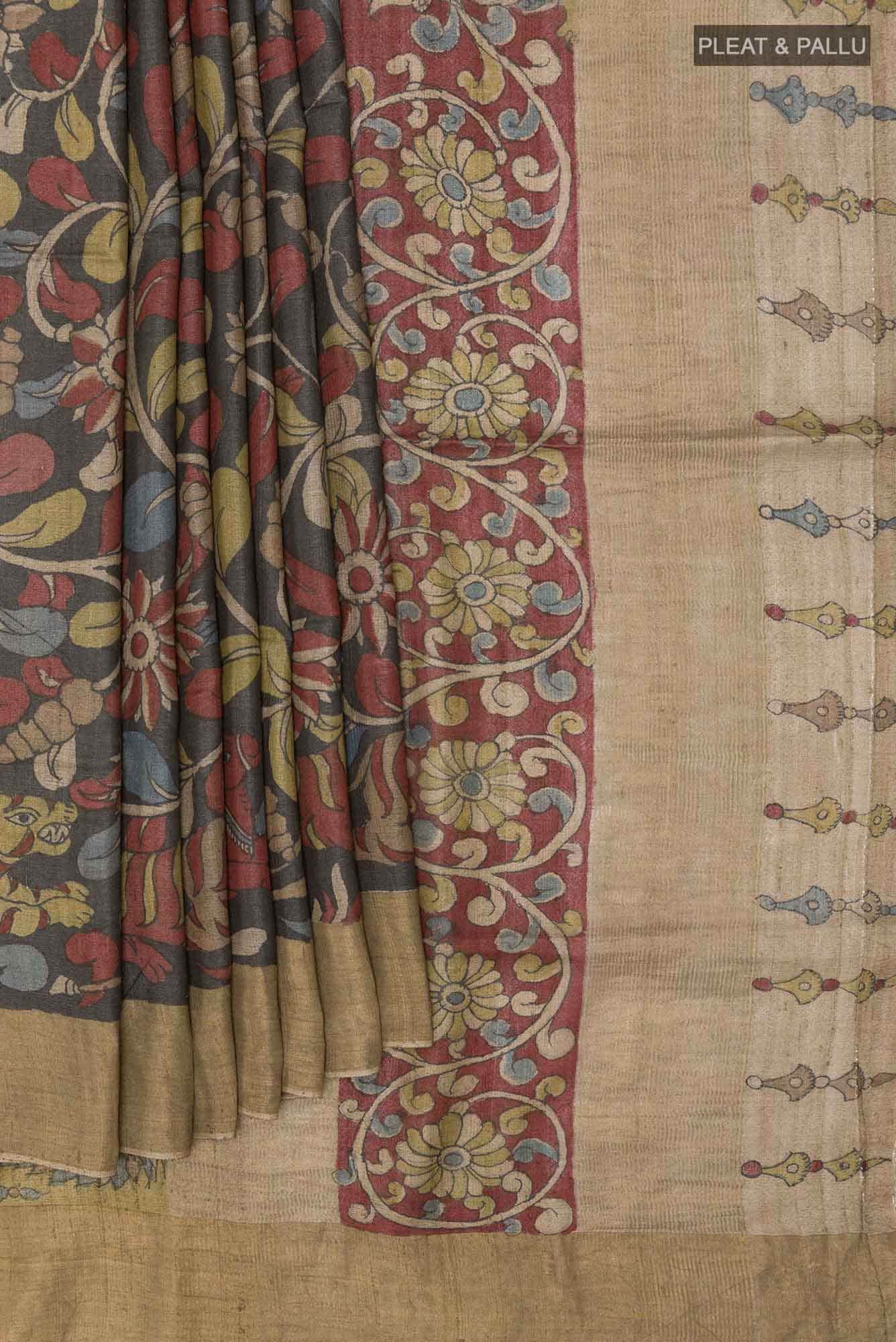 Black Tussar Saree