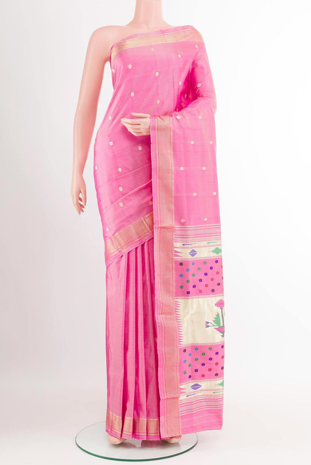 Pink Paithani Silk Saree