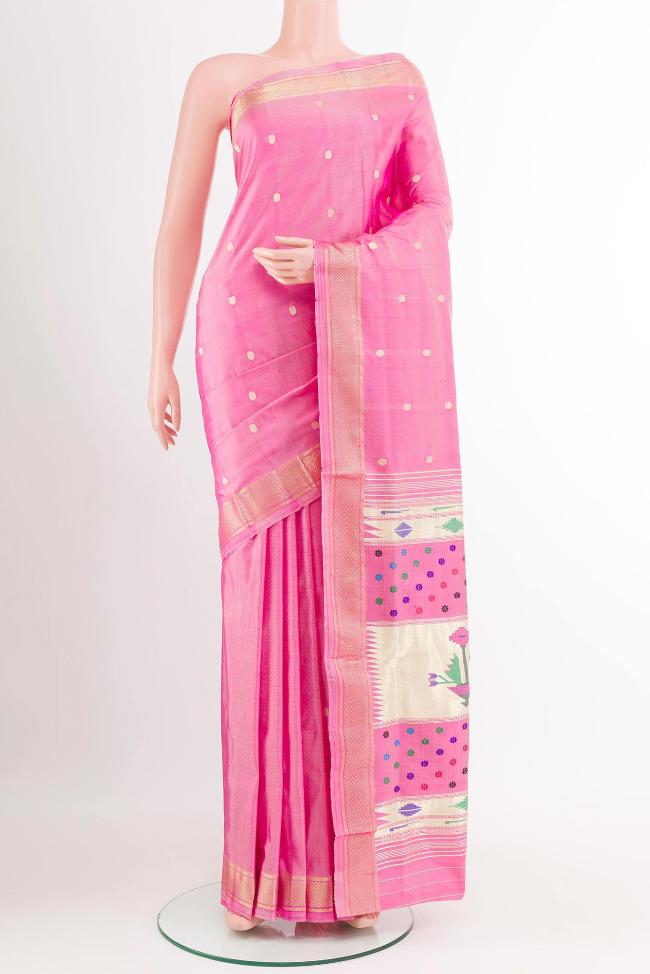 Pink Paithani Silk Saree